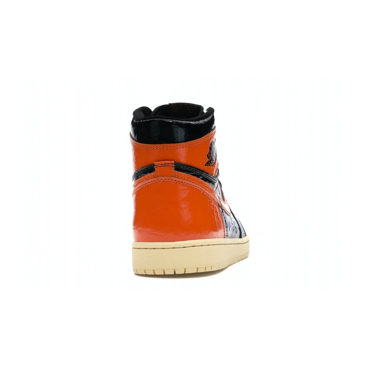Jordan 1 Retro High Shattered Backboard 3.0 - Image 29 - Only at www.BallersClubKickz.com - #
Jordan 1 Retro High Shattered Backboard 3.0: the perfect blend of modern style and nostalgic flair featuring an orange and black crinkled patent leather upper and yellowed vanilla outsole. Get these exclusive sneakers released in October of 2019!