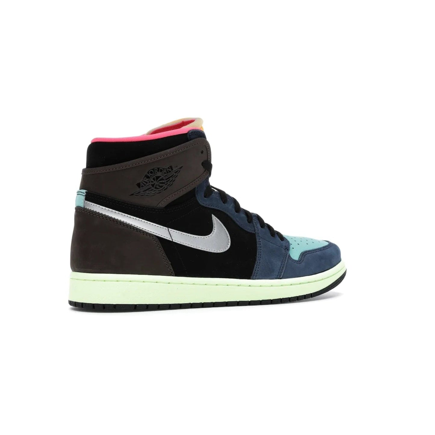 Jordan 1 Retro High Tokyo Bio Hack - Image 34 - Only at www.BallersClubKickz.com - Step up your sneaker game with the Air Jordan 1 Retro High Tokyo Bio Hack! Unique design featuring multiple materials and eye-catching colors. Metallic leather Swoosh and light green midsole for a stunning look. Available now for just $170.