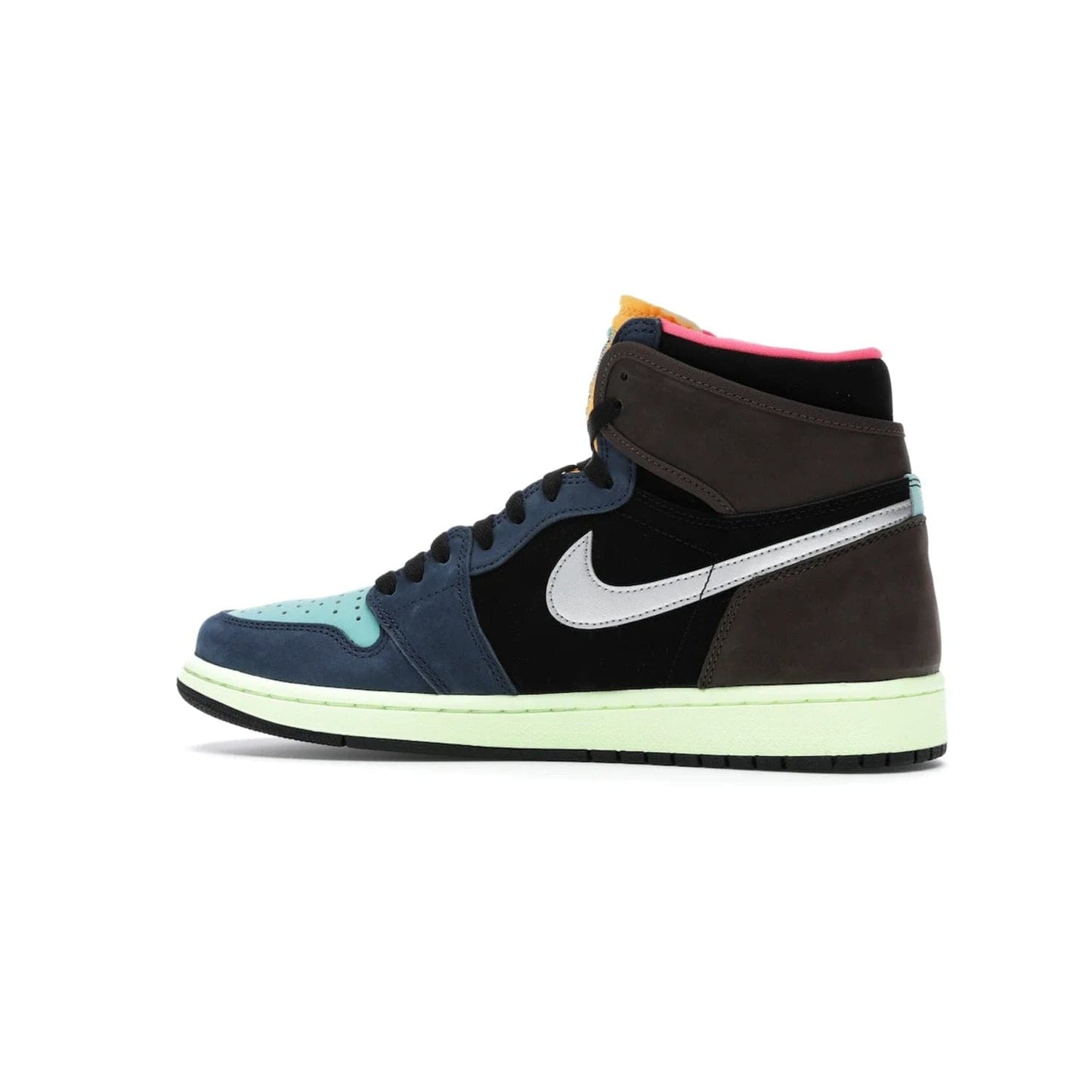 Jordan 1 Retro High Tokyo Bio Hack - Image 21 - Only at www.BallersClubKickz.com - Step up your sneaker game with the Air Jordan 1 Retro High Tokyo Bio Hack! Unique design featuring multiple materials and eye-catching colors. Metallic leather Swoosh and light green midsole for a stunning look. Available now for just $170.
