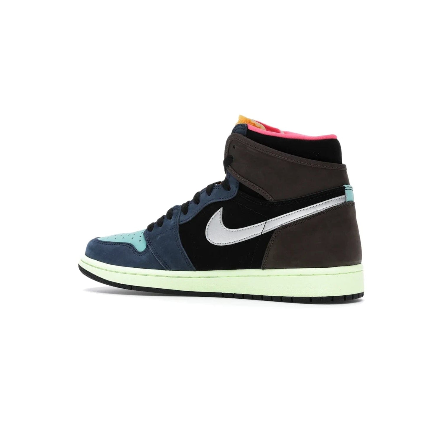 Jordan 1 Retro High Tokyo Bio Hack - Image 22 - Only at www.BallersClubKickz.com - Step up your sneaker game with the Air Jordan 1 Retro High Tokyo Bio Hack! Unique design featuring multiple materials and eye-catching colors. Metallic leather Swoosh and light green midsole for a stunning look. Available now for just $170.
