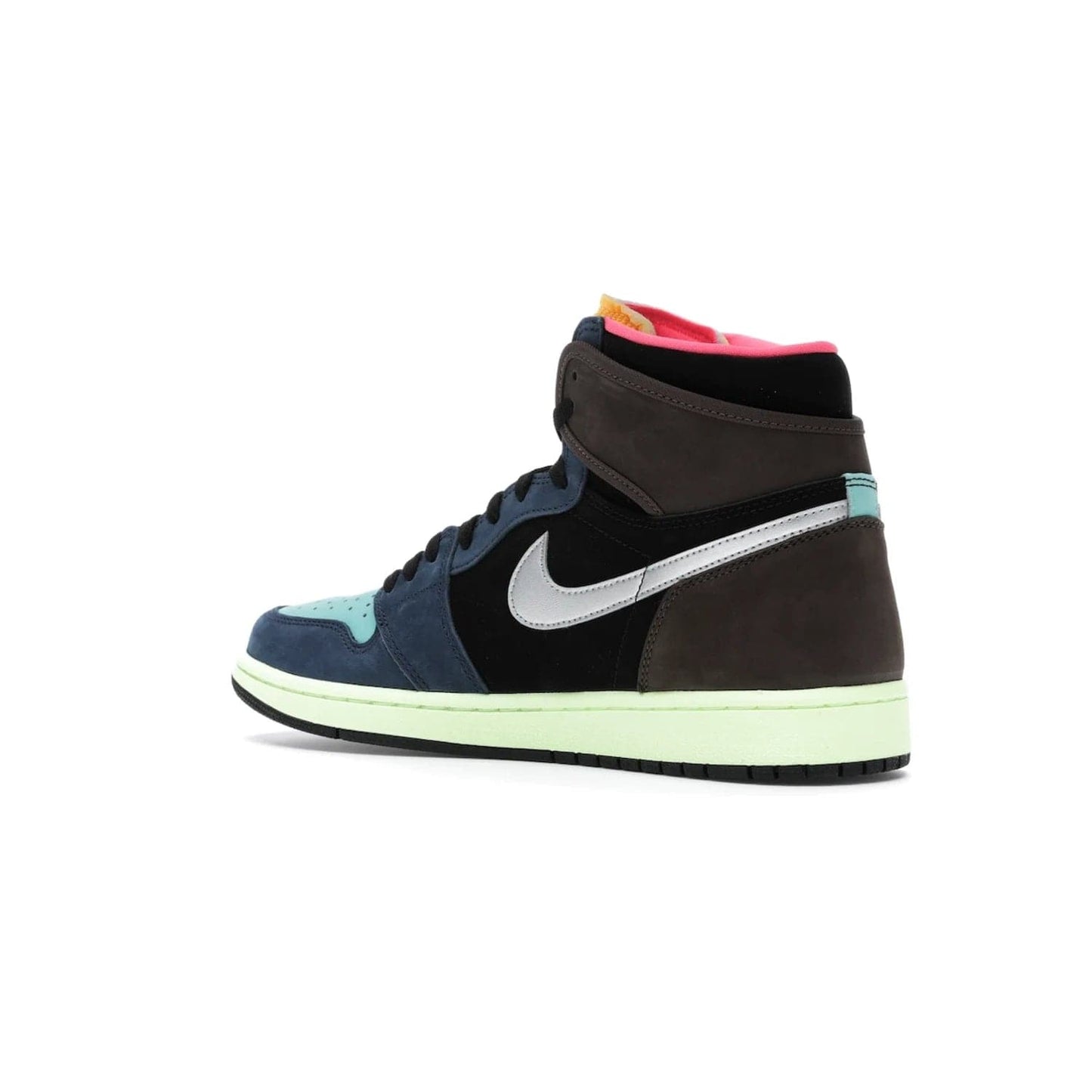 Jordan 1 Retro High Tokyo Bio Hack - Image 23 - Only at www.BallersClubKickz.com - Step up your sneaker game with the Air Jordan 1 Retro High Tokyo Bio Hack! Unique design featuring multiple materials and eye-catching colors. Metallic leather Swoosh and light green midsole for a stunning look. Available now for just $170.