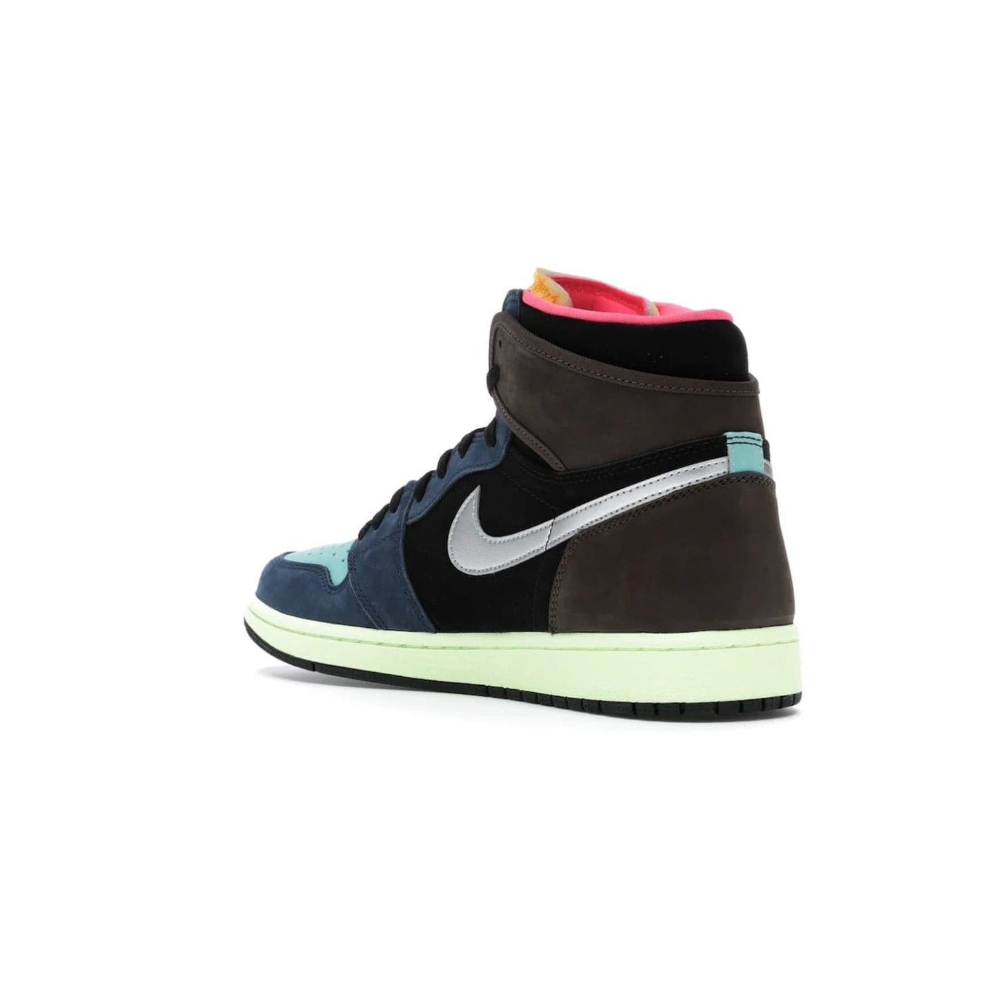 Jordan 1 Retro High Tokyo Bio Hack - Image 24 - Only at www.BallersClubKickz.com - Step up your sneaker game with the Air Jordan 1 Retro High Tokyo Bio Hack! Unique design featuring multiple materials and eye-catching colors. Metallic leather Swoosh and light green midsole for a stunning look. Available now for just $170.