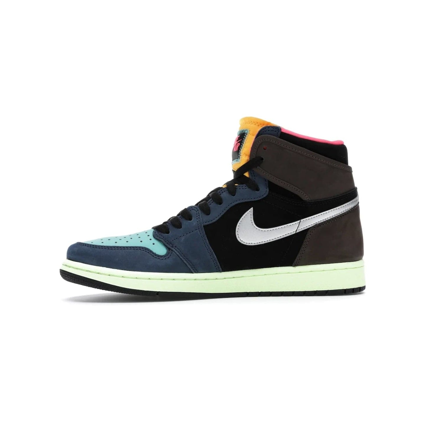 Jordan 1 Retro High Tokyo Bio Hack - Image 18 - Only at www.BallersClubKickz.com - Step up your sneaker game with the Air Jordan 1 Retro High Tokyo Bio Hack! Unique design featuring multiple materials and eye-catching colors. Metallic leather Swoosh and light green midsole for a stunning look. Available now for just $170.