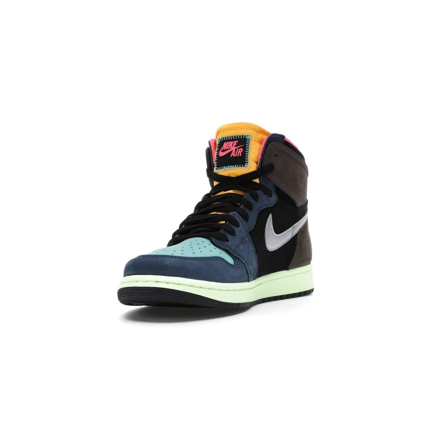Jordan 1 Retro High Tokyo Bio Hack - Image 13 - Only at www.BallersClubKickz.com - Step up your sneaker game with the Air Jordan 1 Retro High Tokyo Bio Hack! Unique design featuring multiple materials and eye-catching colors. Metallic leather Swoosh and light green midsole for a stunning look. Available now for just $170.