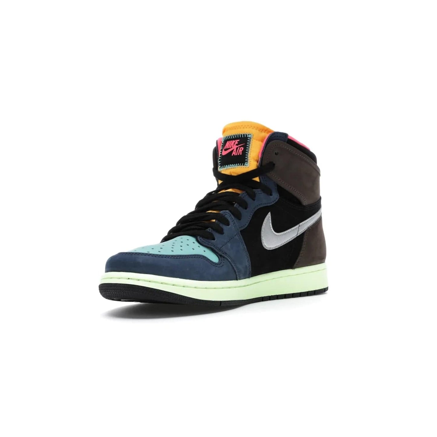 Jordan 1 Retro High Tokyo Bio Hack - Image 14 - Only at www.BallersClubKickz.com - Step up your sneaker game with the Air Jordan 1 Retro High Tokyo Bio Hack! Unique design featuring multiple materials and eye-catching colors. Metallic leather Swoosh and light green midsole for a stunning look. Available now for just $170.
