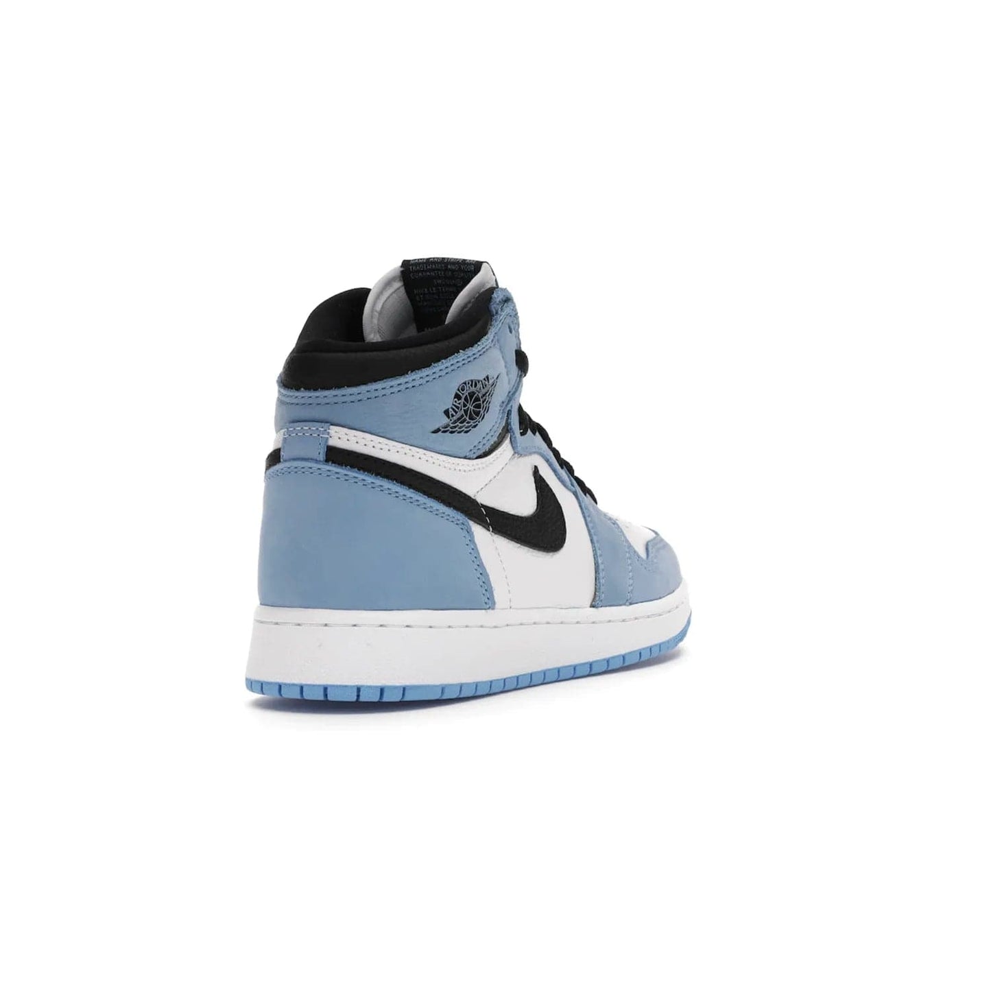 Jordan 1 Retro High White University Blue Black (GS) - Image 31 - Only at www.BallersClubKickz.com - Air Jordan 1 Retro High White University Blue Black GS: the latest offering from the iconic Air Jordan 1 line. White tumbled leather upper with University Blue overlays and black detailing. University Blue outsole and white midsole. March 6 release.