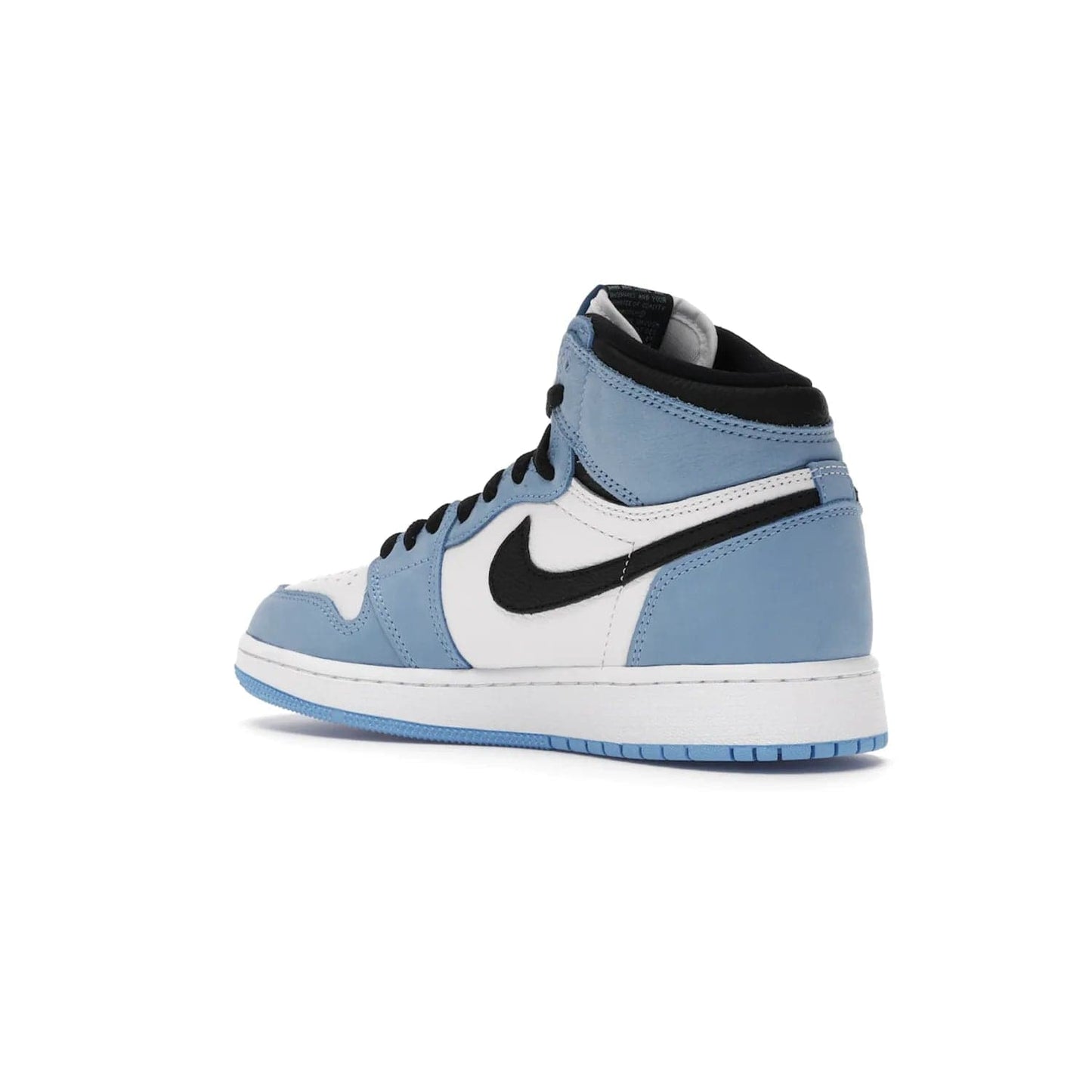 Jordan 1 Retro High White University Blue Black (GS) - Image 23 - Only at www.BallersClubKickz.com - Air Jordan 1 Retro High White University Blue Black GS: the latest offering from the iconic Air Jordan 1 line. White tumbled leather upper with University Blue overlays and black detailing. University Blue outsole and white midsole. March 6 release.