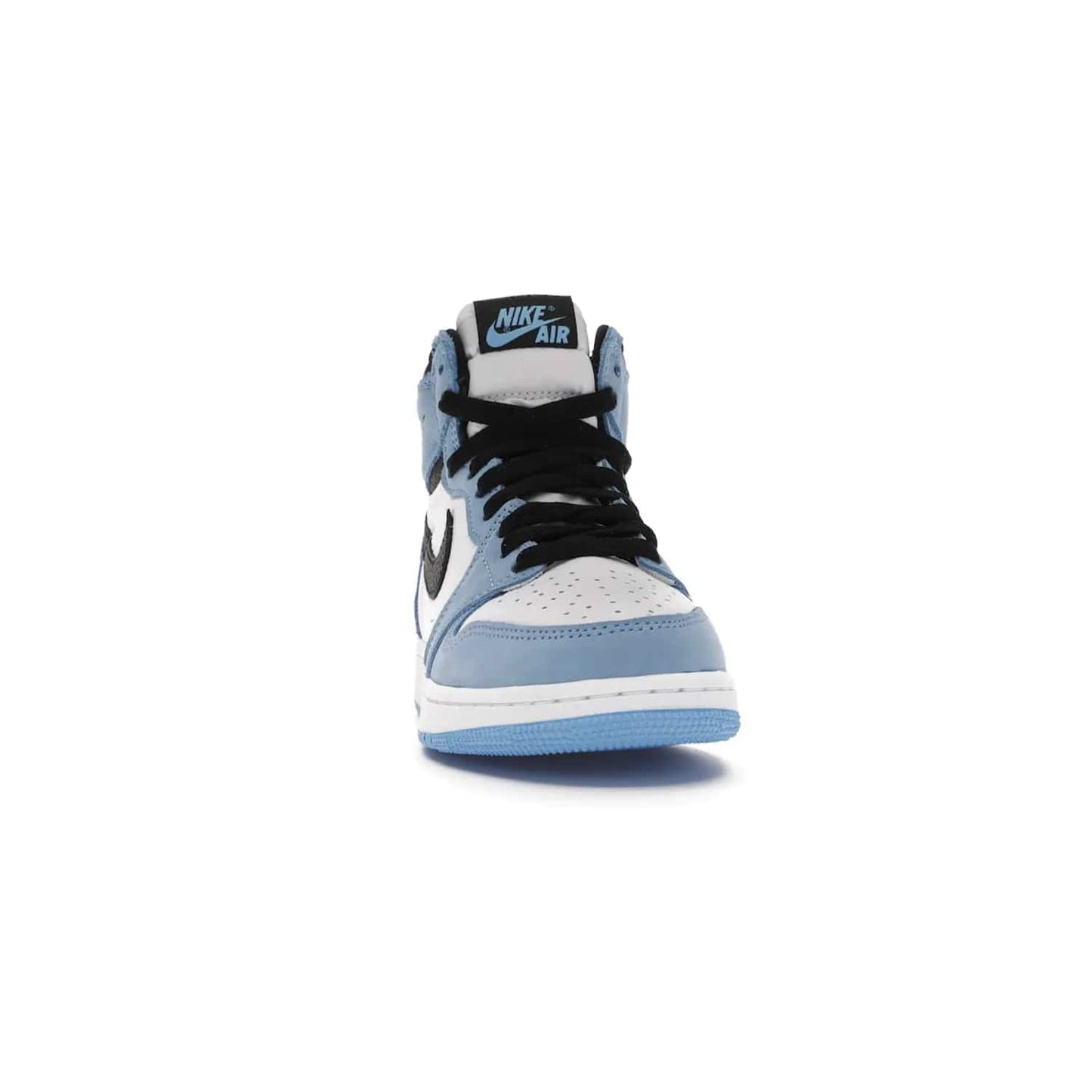 Jordan 1 Retro High White University Blue Black (GS) - Image 9 - Only at www.BallersClubKickz.com - Air Jordan 1 Retro High White University Blue Black GS: the latest offering from the iconic Air Jordan 1 line. White tumbled leather upper with University Blue overlays and black detailing. University Blue outsole and white midsole. March 6 release.
