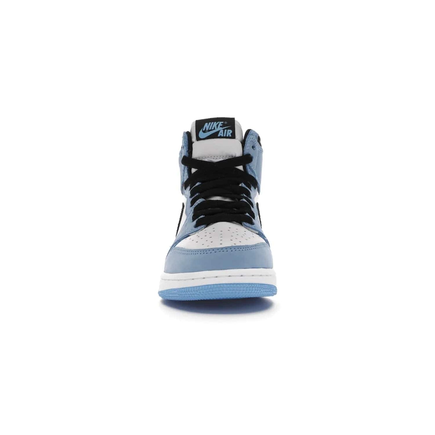 Jordan 1 Retro High White University Blue Black (GS) - Image 10 - Only at www.BallersClubKickz.com - Air Jordan 1 Retro High White University Blue Black GS: the latest offering from the iconic Air Jordan 1 line. White tumbled leather upper with University Blue overlays and black detailing. University Blue outsole and white midsole. March 6 release.