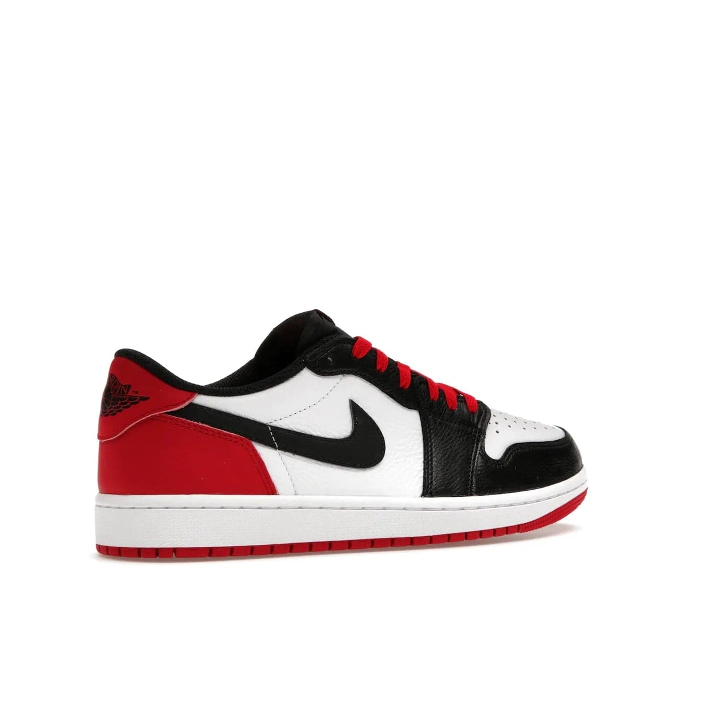 Jordan 1 Retro Low OG Black Toe (2023) - Image 34 - Only at www.BallersClubKickz.com - Upgrade your wardrobe with the Jordan 1 Retro Low OG Black Toe featuring a classic black and white upper and dynamic red heel counter. Eye-catching white midsole and iconic black Swoosh and Wings complete the timeless yet modern look. Shop now to own this iconic shoe!