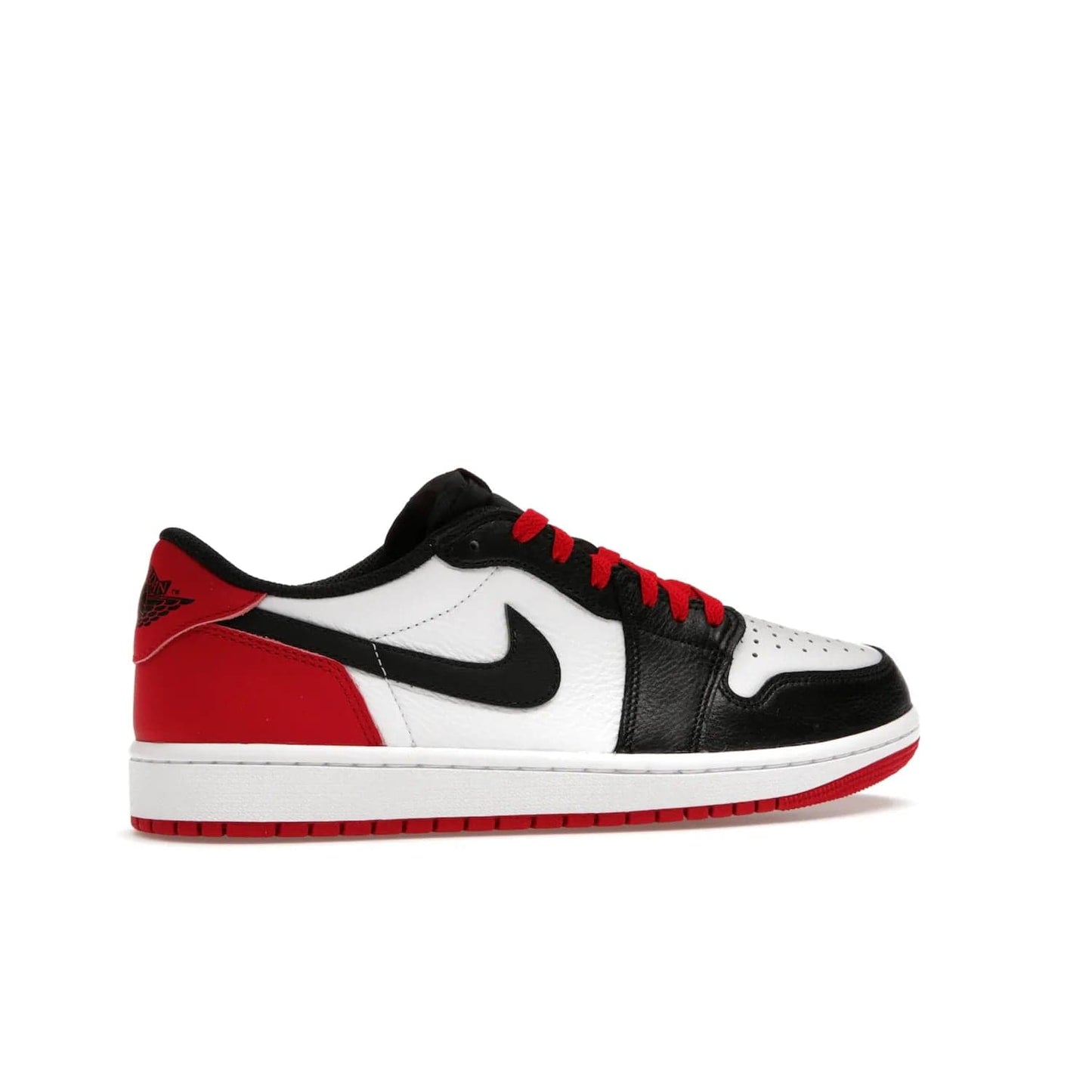 Jordan 1 Retro Low OG Black Toe (2023) - Image 35 - Only at www.BallersClubKickz.com - Upgrade your wardrobe with the Jordan 1 Retro Low OG Black Toe featuring a classic black and white upper and dynamic red heel counter. Eye-catching white midsole and iconic black Swoosh and Wings complete the timeless yet modern look. Shop now to own this iconic shoe!