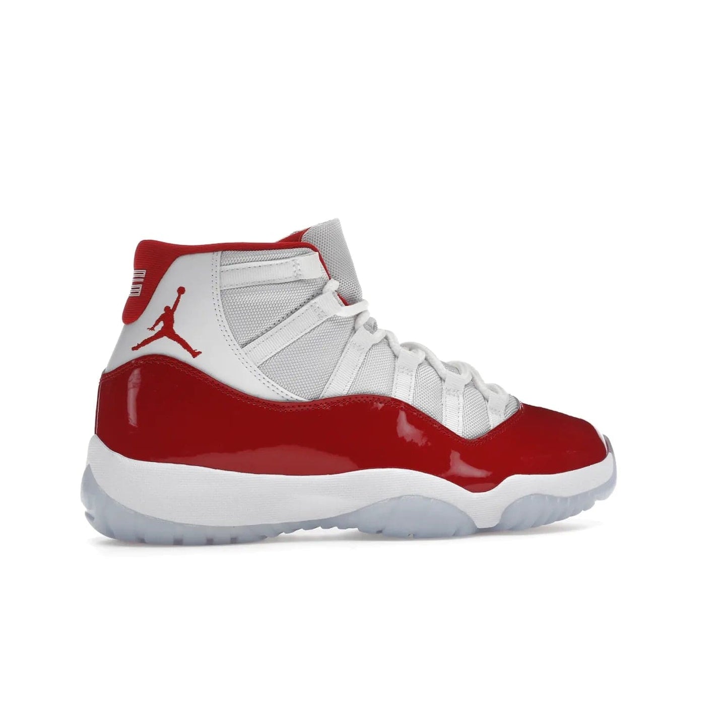 Jordan 11 Retro Cherry (2022) - Image 35 - Only at www.BallersClubKickz.com - The Air Jordan 11 Cherry features classic patent leather with Cherry red accents, icy blue outsole, and debossed 23 on the heel tab. Refresh your sneaker game with this iconic update, available December 10, 2022.