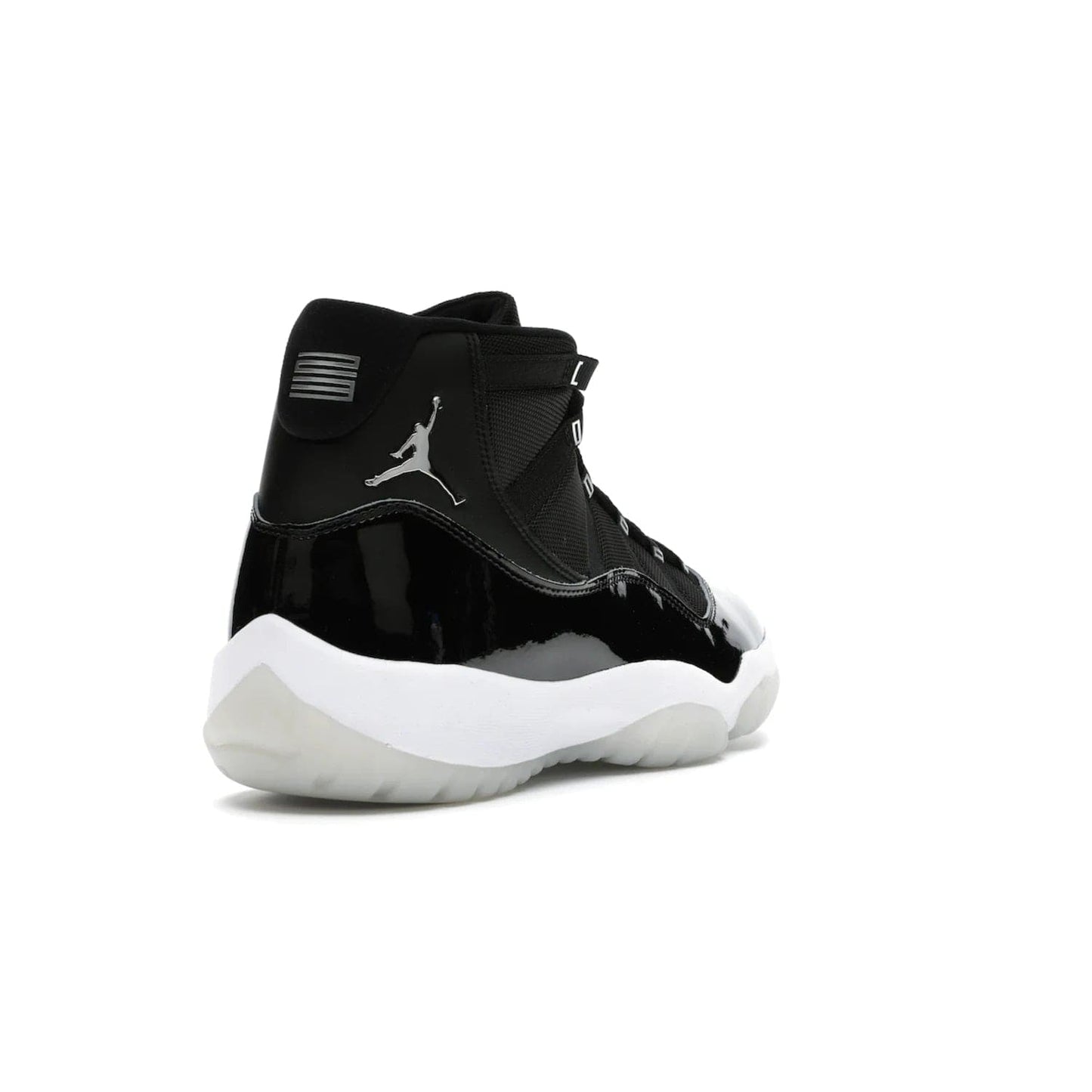 Jordan 11 Retro Jubilee 25th Anniversary - Image 31 - Only at www.BallersClubKickz.com - Celebrate 25 years of iconic style and performance with the Jordan 11 Retro Jubilee 25th Anniversary. Re-released by Nike and Michael Jordan in 2020 to commemorate the legendary Tinker Hatfield design, this shoe features a luxurious black leather upper, white midsole, and foggy translucent outsole. Carbon fiber plating ensures superior power and stability. Add this masterpiece to your collection today.