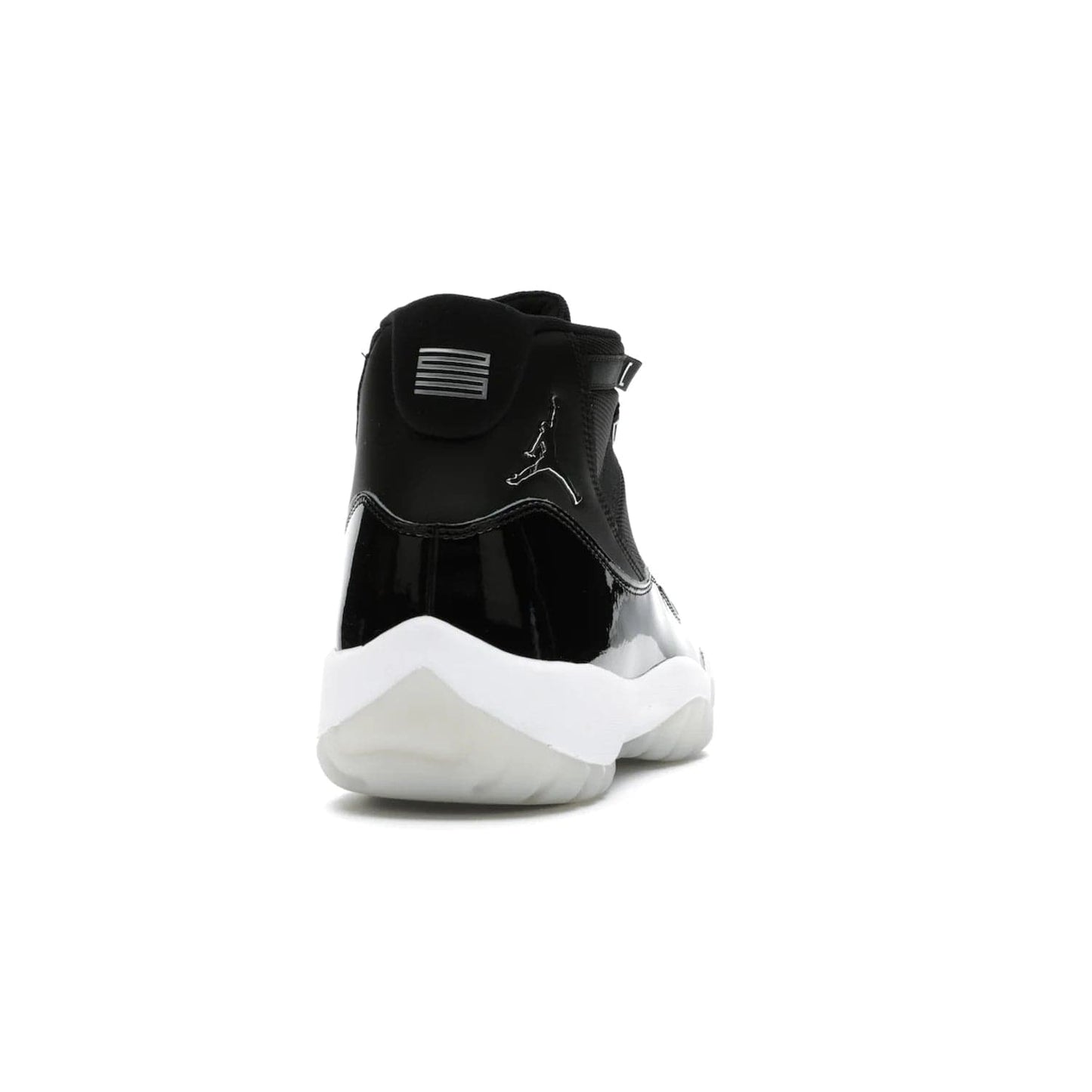 Jordan 11 Retro Jubilee 25th Anniversary - Image 29 - Only at www.BallersClubKickz.com - Celebrate 25 years of iconic style and performance with the Jordan 11 Retro Jubilee 25th Anniversary. Re-released by Nike and Michael Jordan in 2020 to commemorate the legendary Tinker Hatfield design, this shoe features a luxurious black leather upper, white midsole, and foggy translucent outsole. Carbon fiber plating ensures superior power and stability. Add this masterpiece to your collection today.