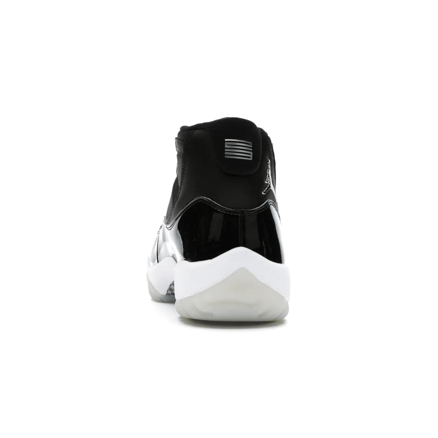 Jordan 11 Retro Jubilee 25th Anniversary - Image 27 - Only at www.BallersClubKickz.com - Celebrate 25 years of iconic style and performance with the Jordan 11 Retro Jubilee 25th Anniversary. Re-released by Nike and Michael Jordan in 2020 to commemorate the legendary Tinker Hatfield design, this shoe features a luxurious black leather upper, white midsole, and foggy translucent outsole. Carbon fiber plating ensures superior power and stability. Add this masterpiece to your collection today.