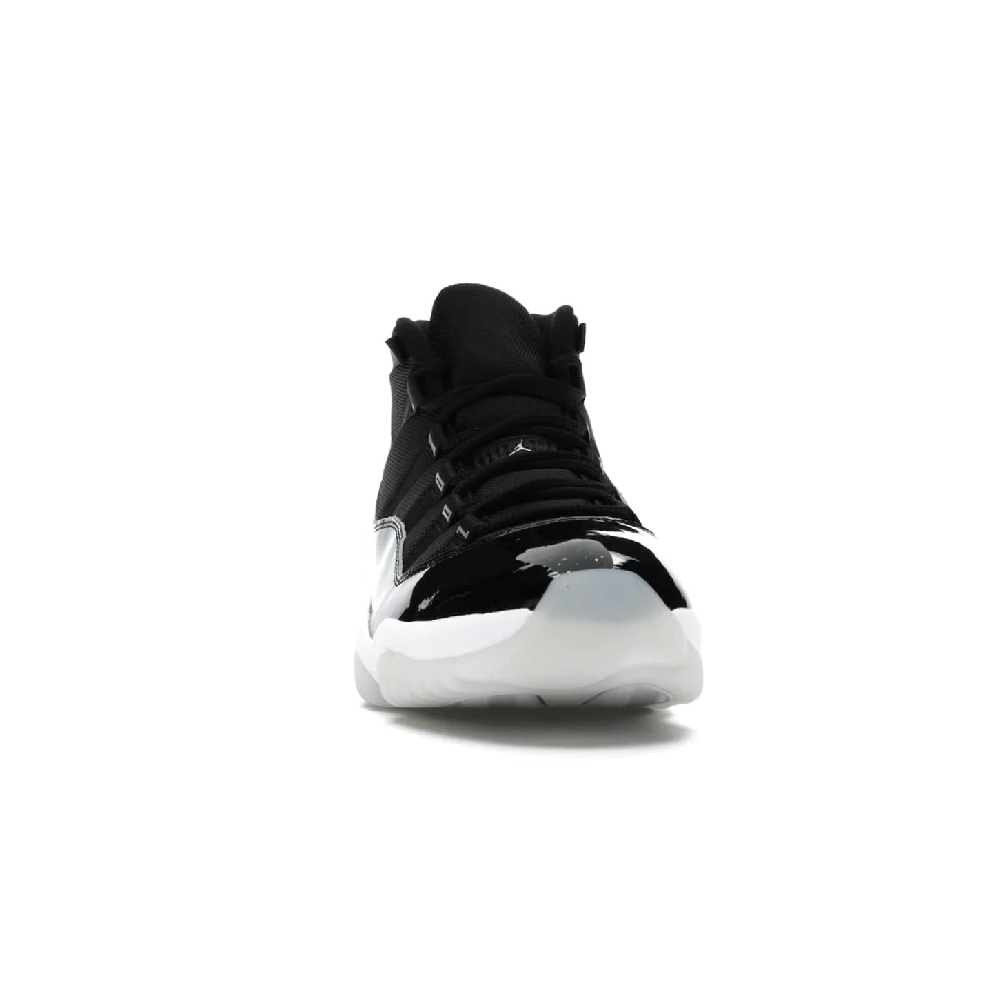 Jordan 11 Retro Jubilee 25th Anniversary - Image 9 - Only at www.BallersClubKickz.com - Celebrate 25 years of iconic style and performance with the Jordan 11 Retro Jubilee 25th Anniversary. Re-released by Nike and Michael Jordan in 2020 to commemorate the legendary Tinker Hatfield design, this shoe features a luxurious black leather upper, white midsole, and foggy translucent outsole. Carbon fiber plating ensures superior power and stability. Add this masterpiece to your collection today.