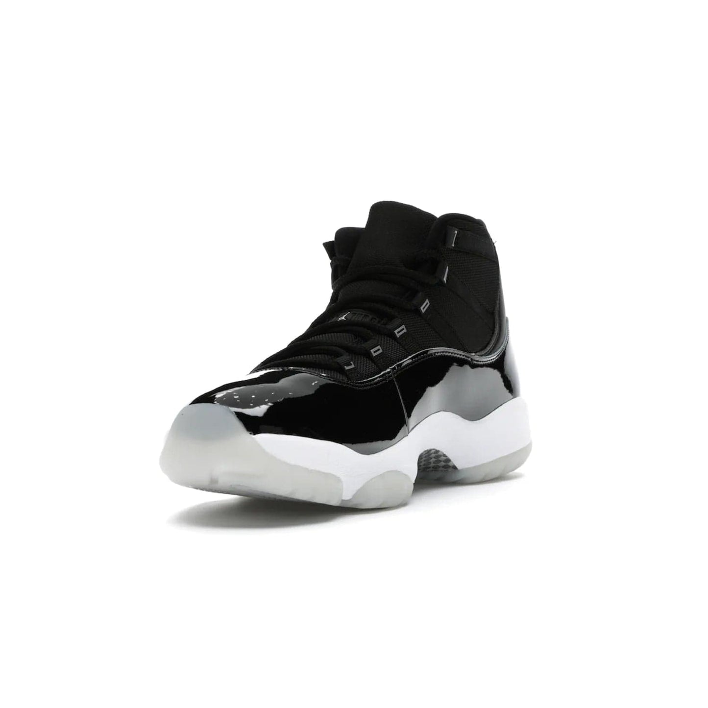 Jordan 11 Retro Jubilee 25th Anniversary - Image 13 - Only at www.BallersClubKickz.com - Celebrate 25 years of iconic style and performance with the Jordan 11 Retro Jubilee 25th Anniversary. Re-released by Nike and Michael Jordan in 2020 to commemorate the legendary Tinker Hatfield design, this shoe features a luxurious black leather upper, white midsole, and foggy translucent outsole. Carbon fiber plating ensures superior power and stability. Add this masterpiece to your collection today.
