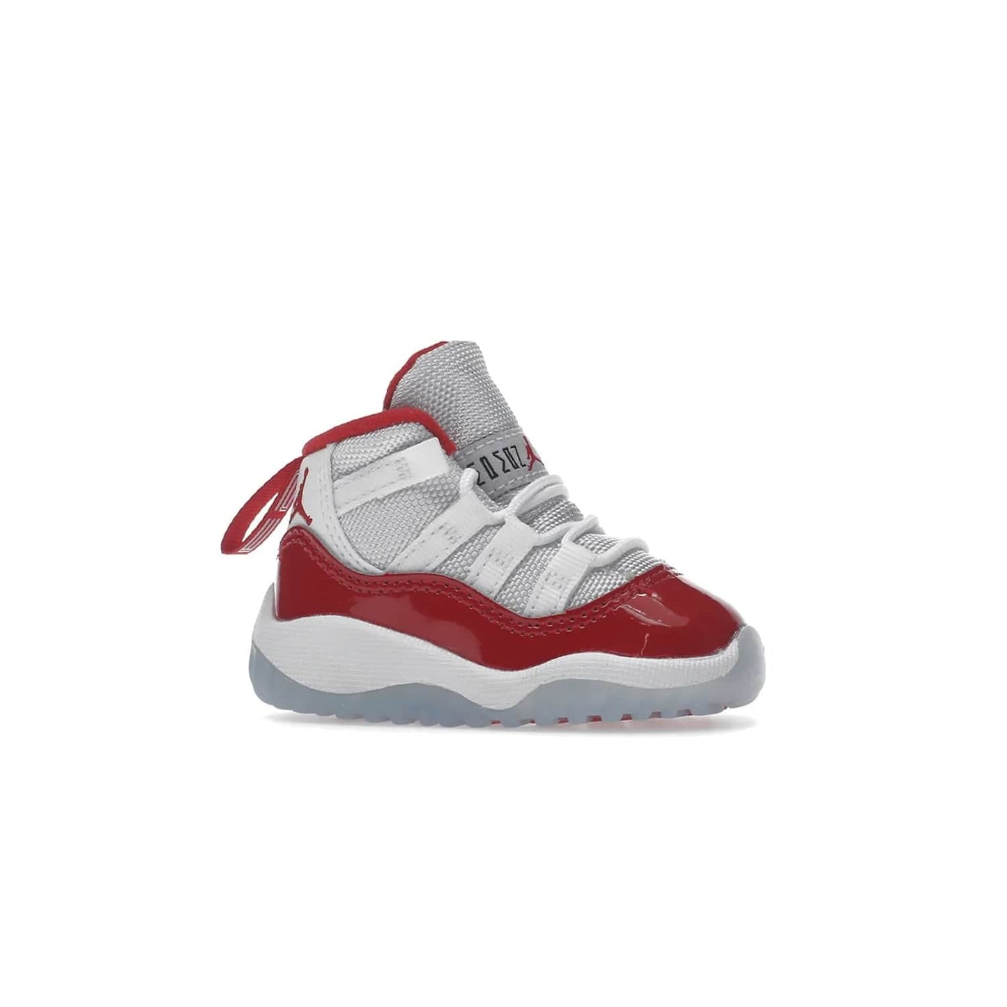Jordan 11 Retro Cherry (2022) (TD) - Image 3 - Only at www.BallersClubKickz.com - Timeless classic. Air Jordan 11 Retro Cherry 2022 TD combines mesh, leather & suede for a unique look. White upper with varsity red suede. Jumpman logo on collar & tongue. Available Dec 10th, priced at $80.