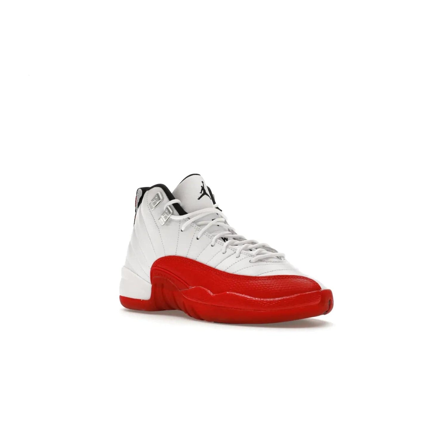 Jordan 12 Retro Cherry (2023) (GS) - Image 5 - Only at www.BallersClubKickz.com - Grab the Jordan 12 Retro Cherry (2023) (GS) and show off your signature style with these iconic kicks. Dressed in White, Black and Varsity Red, these timeless kicks are sure to turn heads. Available October 28, 2023.