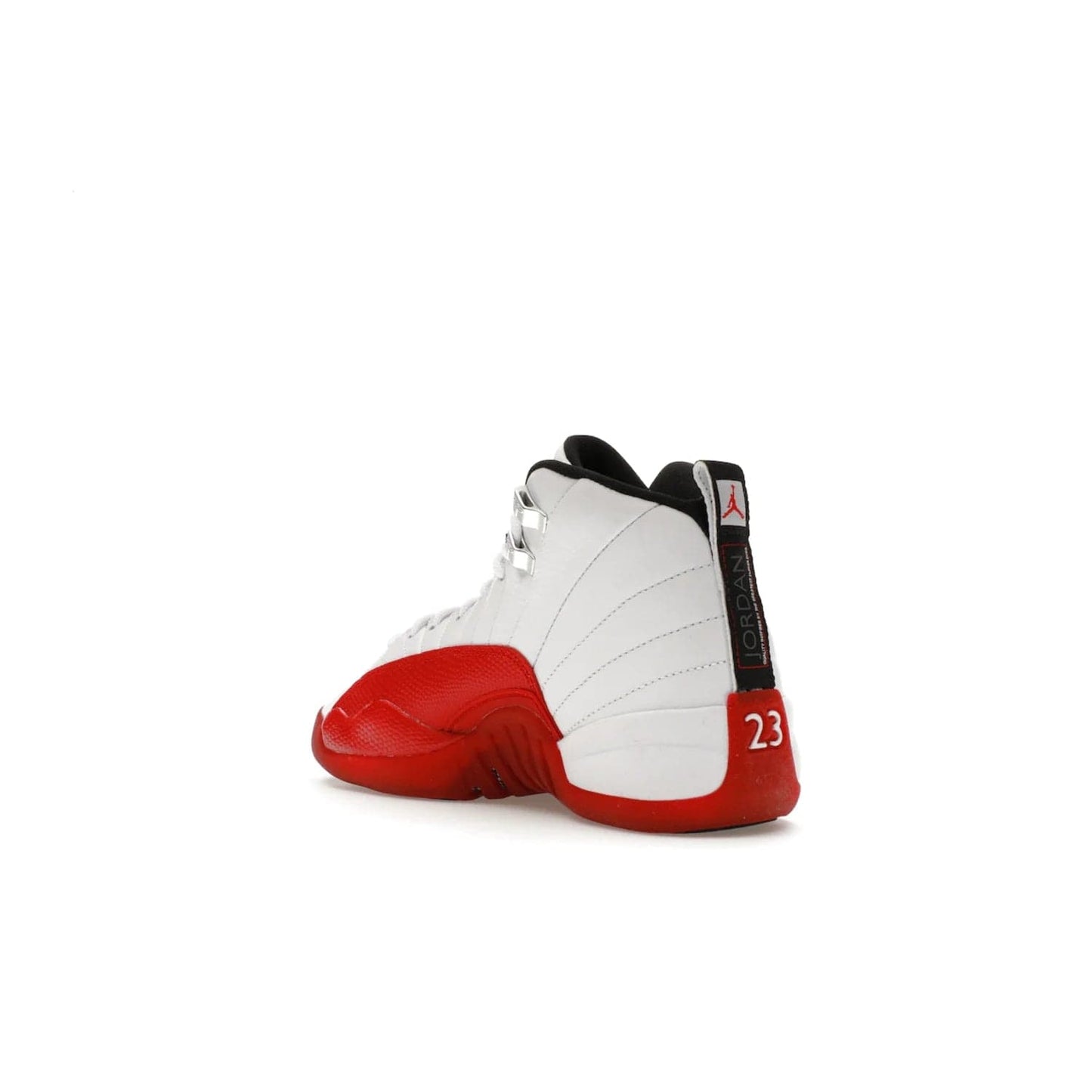 Jordan 12 Retro Cherry (2023) (GS) - Image 24 - Only at www.BallersClubKickz.com - Grab the Jordan 12 Retro Cherry (2023) (GS) and show off your signature style with these iconic kicks. Dressed in White, Black and Varsity Red, these timeless kicks are sure to turn heads. Available October 28, 2023.