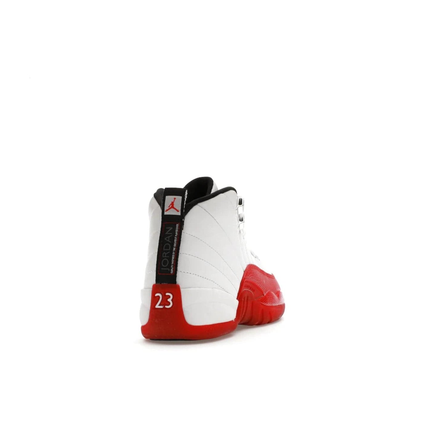 Jordan 12 Retro Cherry (2023) (GS) - Image 30 - Only at www.BallersClubKickz.com - Grab the Jordan 12 Retro Cherry (2023) (GS) and show off your signature style with these iconic kicks. Dressed in White, Black and Varsity Red, these timeless kicks are sure to turn heads. Available October 28, 2023.