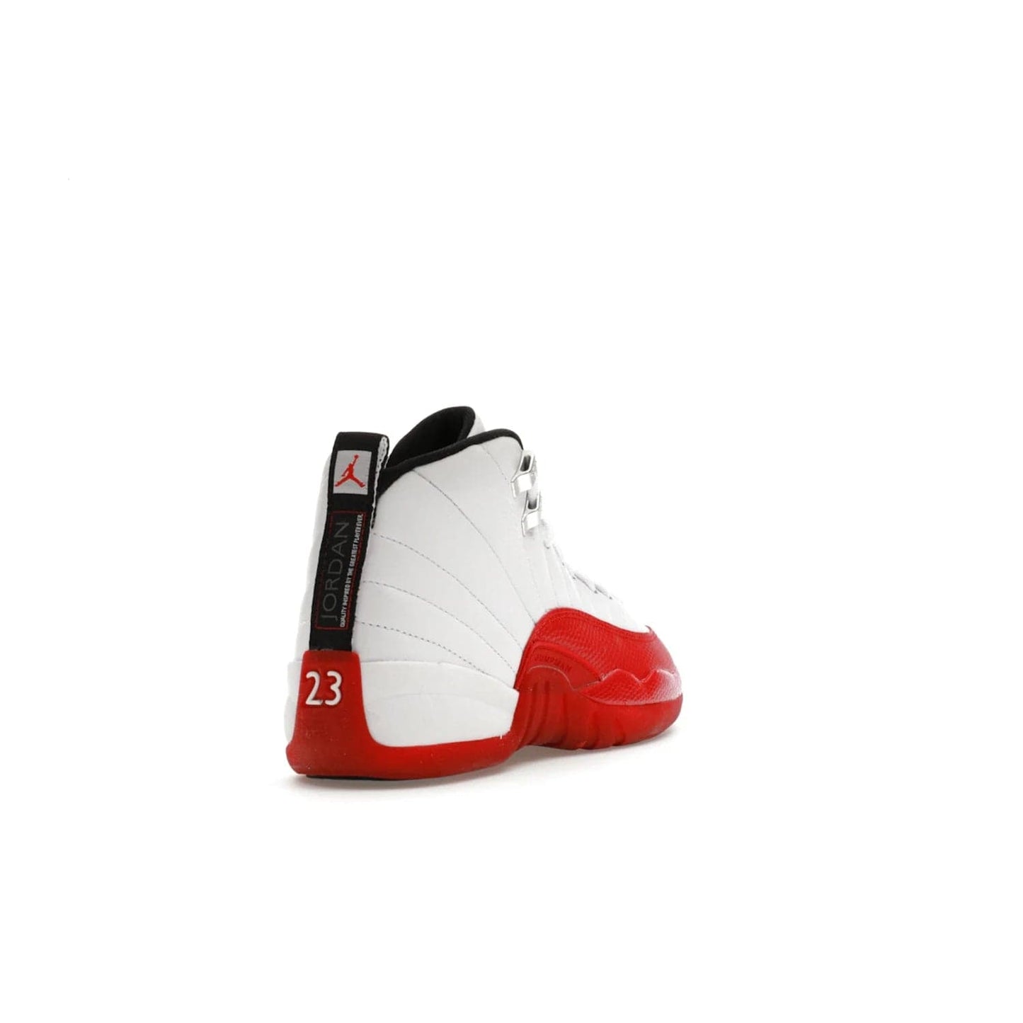 Jordan 12 Retro Cherry (2023) (GS) - Image 31 - Only at www.BallersClubKickz.com - Grab the Jordan 12 Retro Cherry (2023) (GS) and show off your signature style with these iconic kicks. Dressed in White, Black and Varsity Red, these timeless kicks are sure to turn heads. Available October 28, 2023.