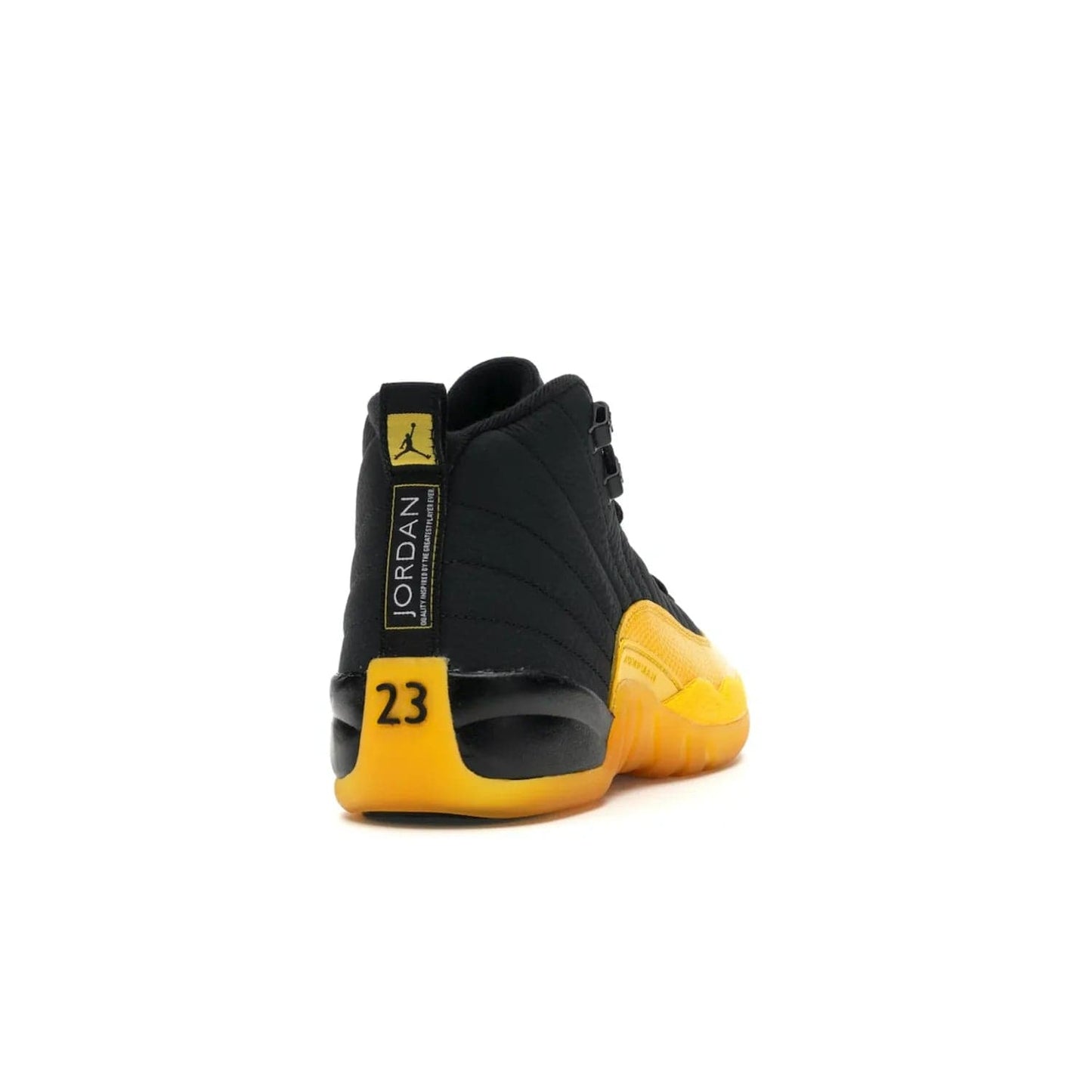 Jordan 12 Retro Black University Gold (GS) - Image 30 - Only at www.BallersClubKickz.com - Upgrade your kid's shoe collection with the Jordan 12 Retro Black University Gold. With classic style, black tumbled leather upper, and University Gold accents, it's a great summer look. Out July 2020.