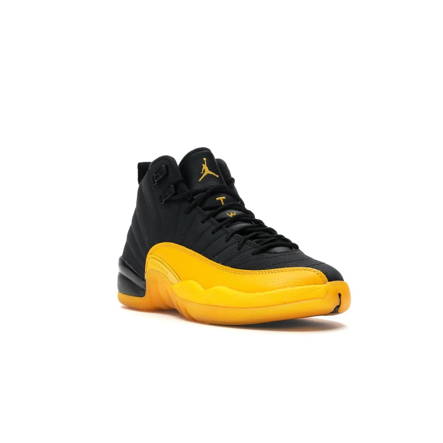 Jordan 12 Retro Black University Gold (GS) - Image 6 - Only at www.BallersClubKickz.com - Upgrade your kid's shoe collection with the Jordan 12 Retro Black University Gold. With classic style, black tumbled leather upper, and University Gold accents, it's a great summer look. Out July 2020.