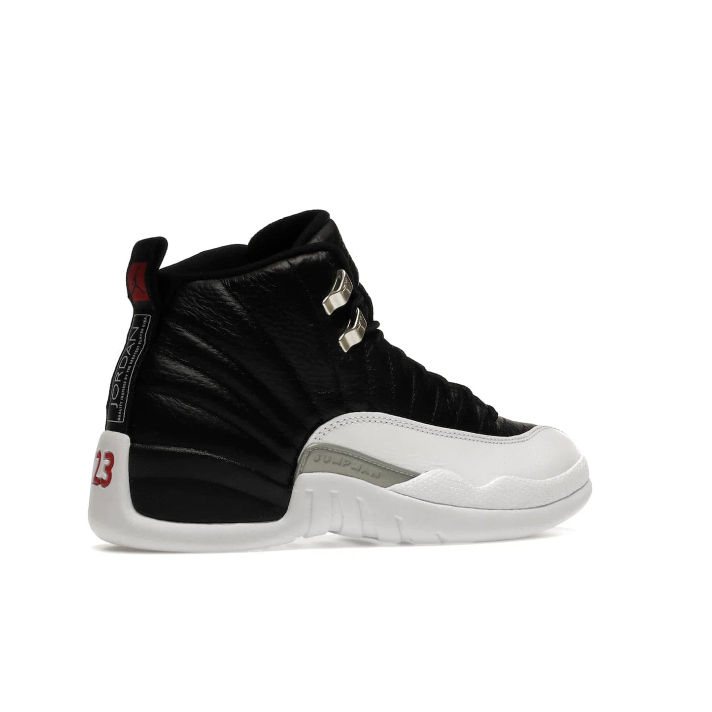 Jordan 12 Retro Playoffs (2022) - Image 34 - Only at www.BallersClubKickz.com - Retro Air Jordan 12 Playoffs. Celebrate 25 years with MJ's iconic shoe. Black tumbled leather upper, white sole with carbon fiber detailing and Jumpman embroidery. Must-have for any Jordan shoe fan. Releases March 2022.