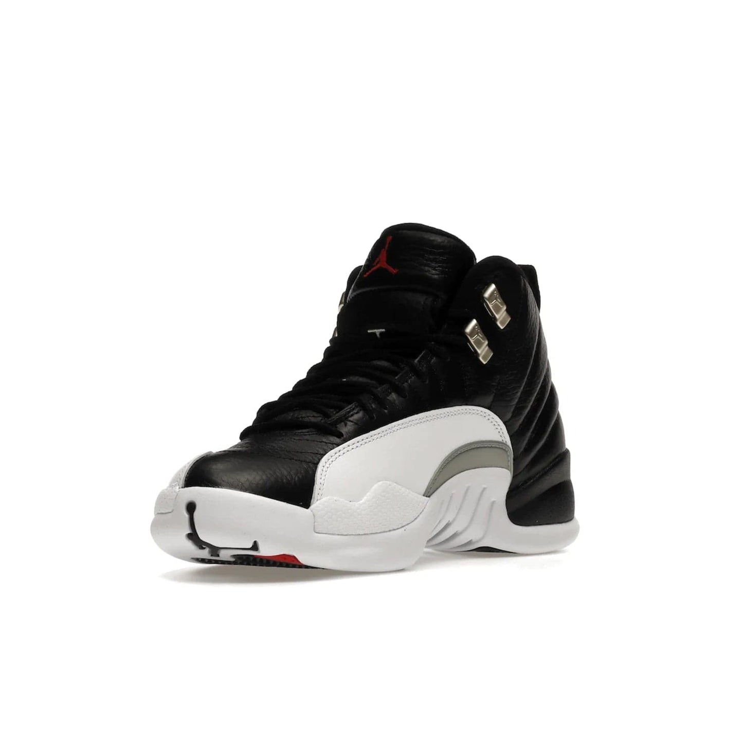 Jordan 12 Retro Playoffs (2022) - Image 14 - Only at www.BallersClubKickz.com - Retro Air Jordan 12 Playoffs. Celebrate 25 years with MJ's iconic shoe. Black tumbled leather upper, white sole with carbon fiber detailing and Jumpman embroidery. Must-have for any Jordan shoe fan. Releases March 2022.