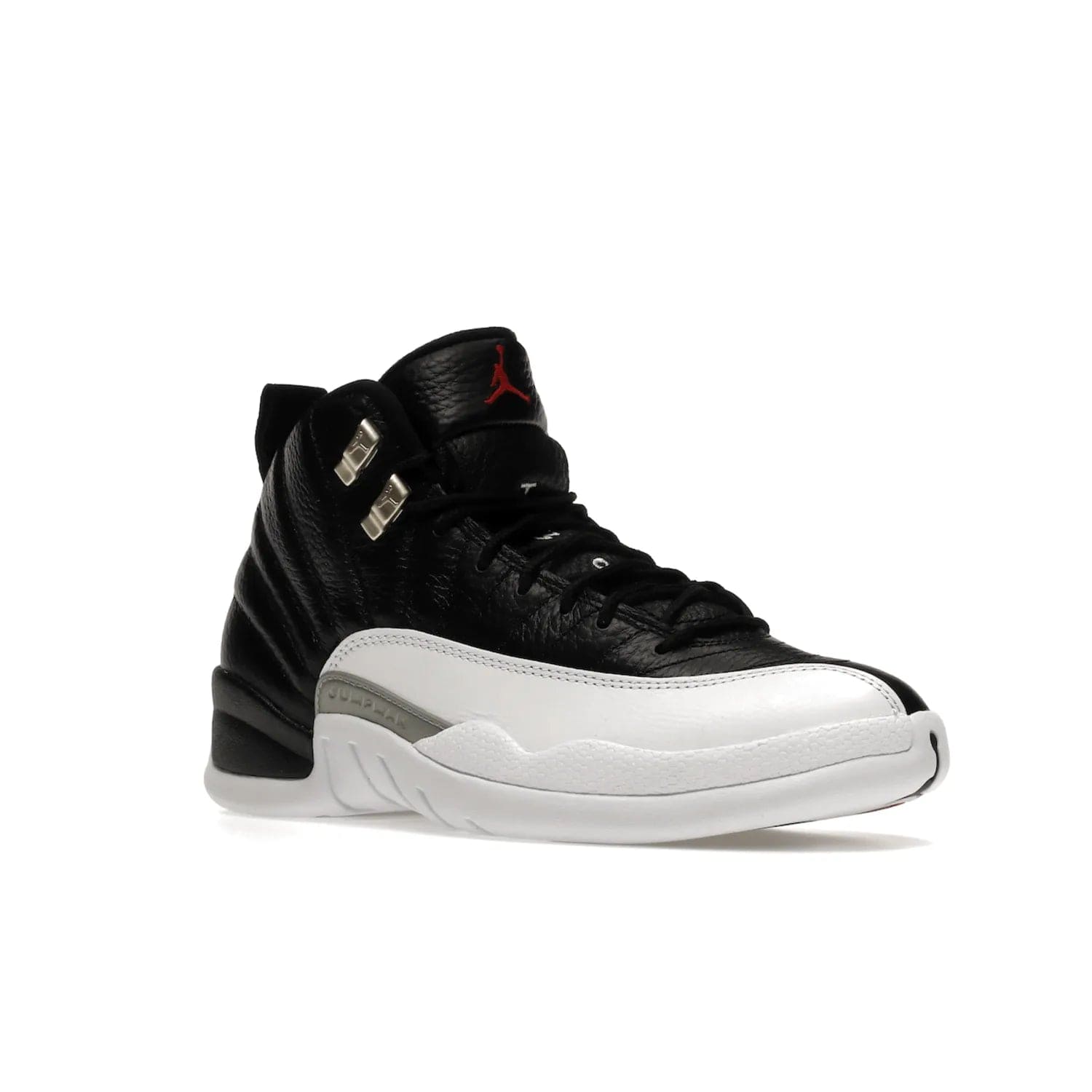 Jordan 12 Retro Playoffs (2022) - Image 5 - Only at www.BallersClubKickz.com - Retro Air Jordan 12 Playoffs. Celebrate 25 years with MJ's iconic shoe. Black tumbled leather upper, white sole with carbon fiber detailing and Jumpman embroidery. Must-have for any Jordan shoe fan. Releases March 2022.