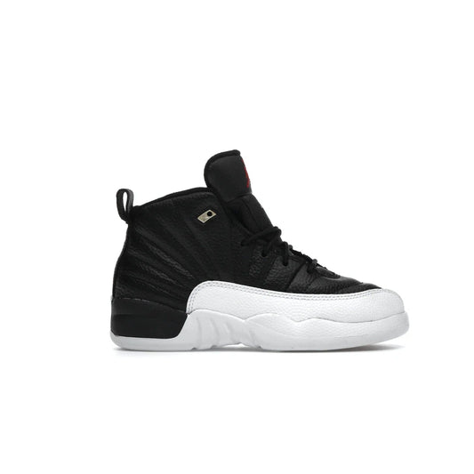 Jordan 12 Retro Playoffs (2022) (PS) - Image 1 - Only at www.BallersClubKickz.com - Sleek-looking Air Jordan 12 Retro Playoffs 2022 PS. Black laces, tongue with classic logo, and a white sole featuring patches of black. Get maximum cushion and support March 2022. A must-have addition to any collection.