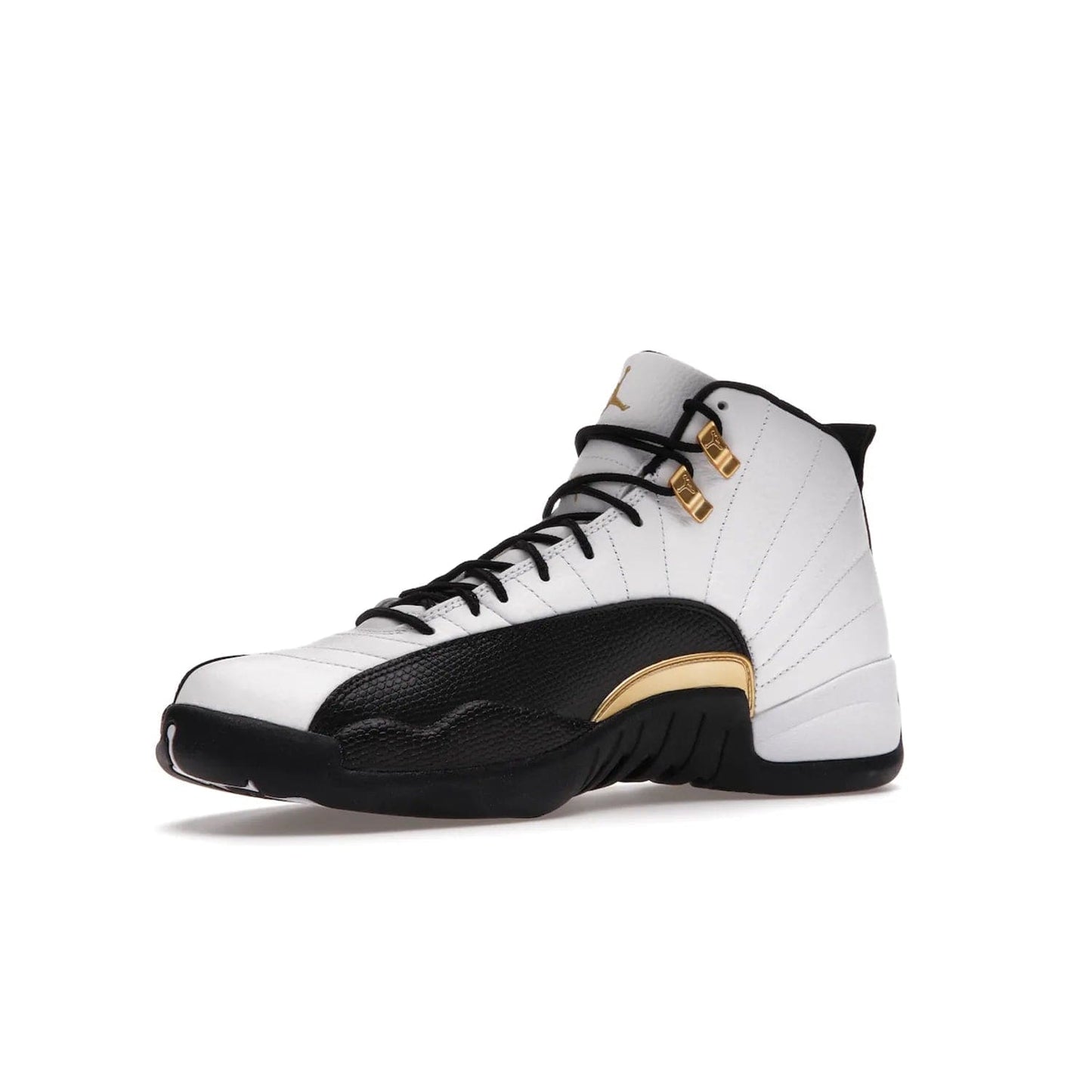 Jordan 12 Retro Royalty Taxi - Image 16 - Only at www.BallersClubKickz.com - Make a statement with the Air Jordan 12 Retro Royalty Taxi. Woven heel tag, gold plaquet, white tumbled leather upper plus a black toe wrap, make this modern take on the classic a must-have. Available in November 2021.