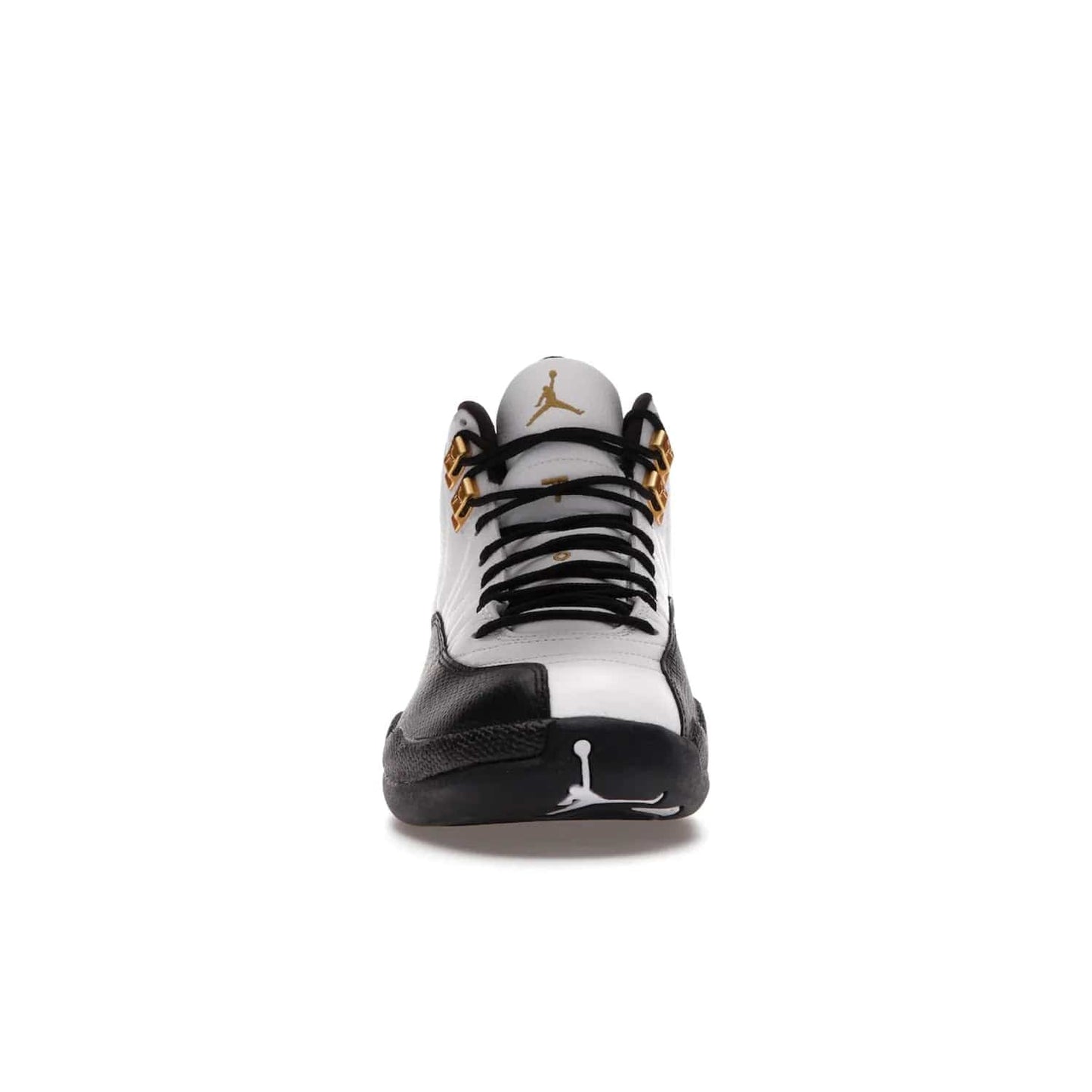 Jordan 12 Retro Royalty Taxi - Image 10 - Only at www.BallersClubKickz.com - Make a statement with the Air Jordan 12 Retro Royalty Taxi. Woven heel tag, gold plaquet, white tumbled leather upper plus a black toe wrap, make this modern take on the classic a must-have. Available in November 2021.