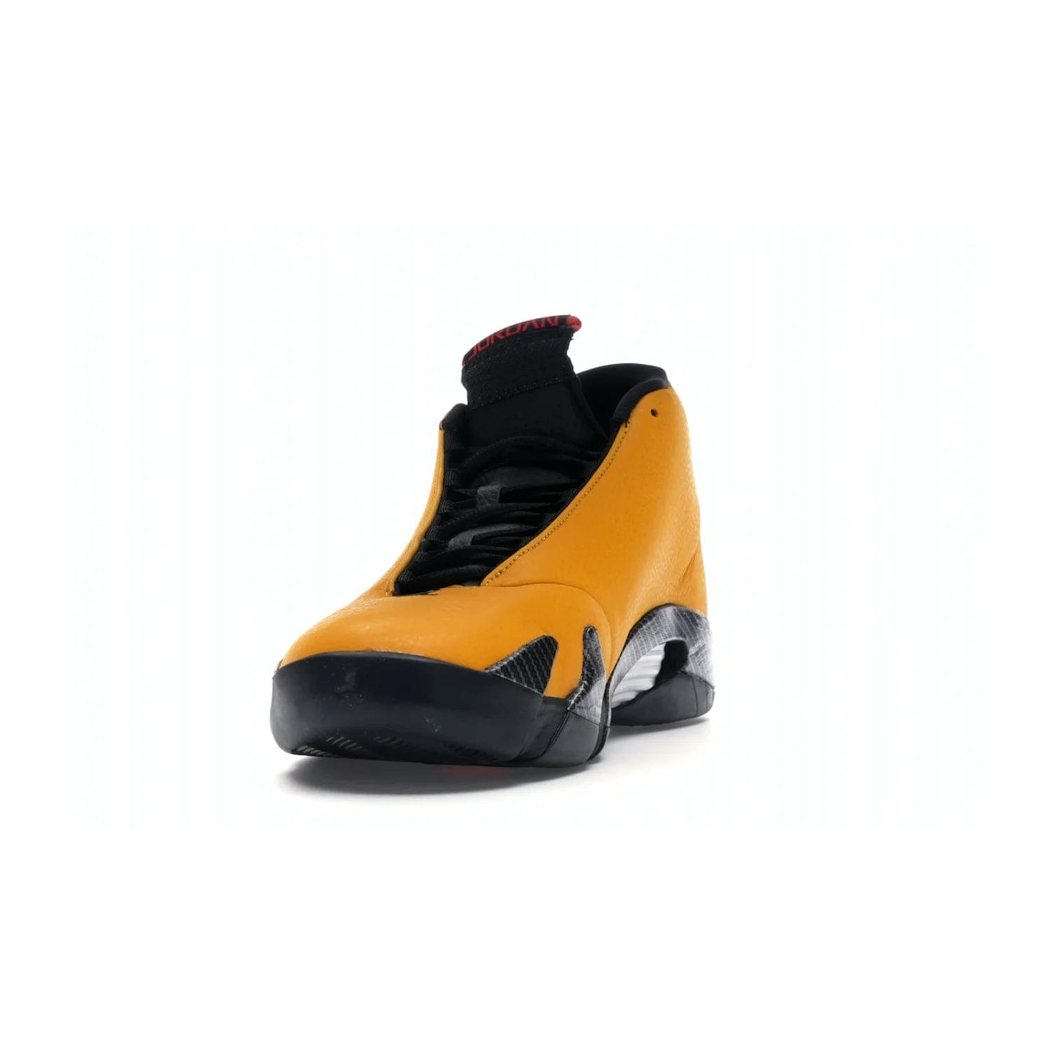 Jordan 14 Retro University Gold - Image 12 - Only at www.BallersClubKickz.com - Air Jordan 14 Retro University Gold: High-quality leather sneaker with Jumpman, tongue & heel logos. Zoom Air units & herringbone traction for superior comfort. University Gold outsole for stylish streetwear.