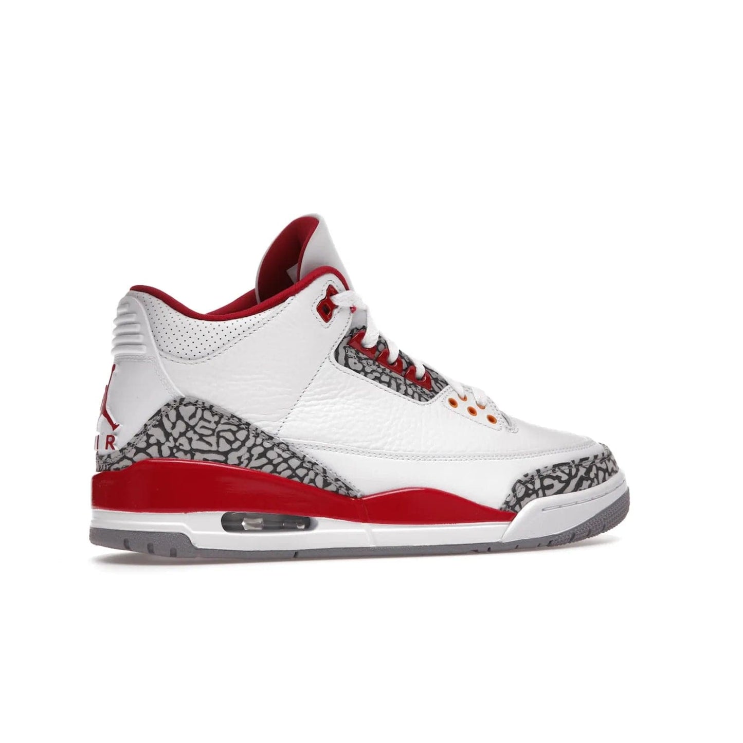 Jordan 3 Retro Cardinal Red - Image 35 - Only at www.BallersClubKickz.com - Air Jordan 3 Retro Cardinal Red combines classic style and modern appeal - white tumbled leather, signature Elephant Print overlays, cardinal red midsoles, Jumpman logo embroidery. Available Feb 2022.