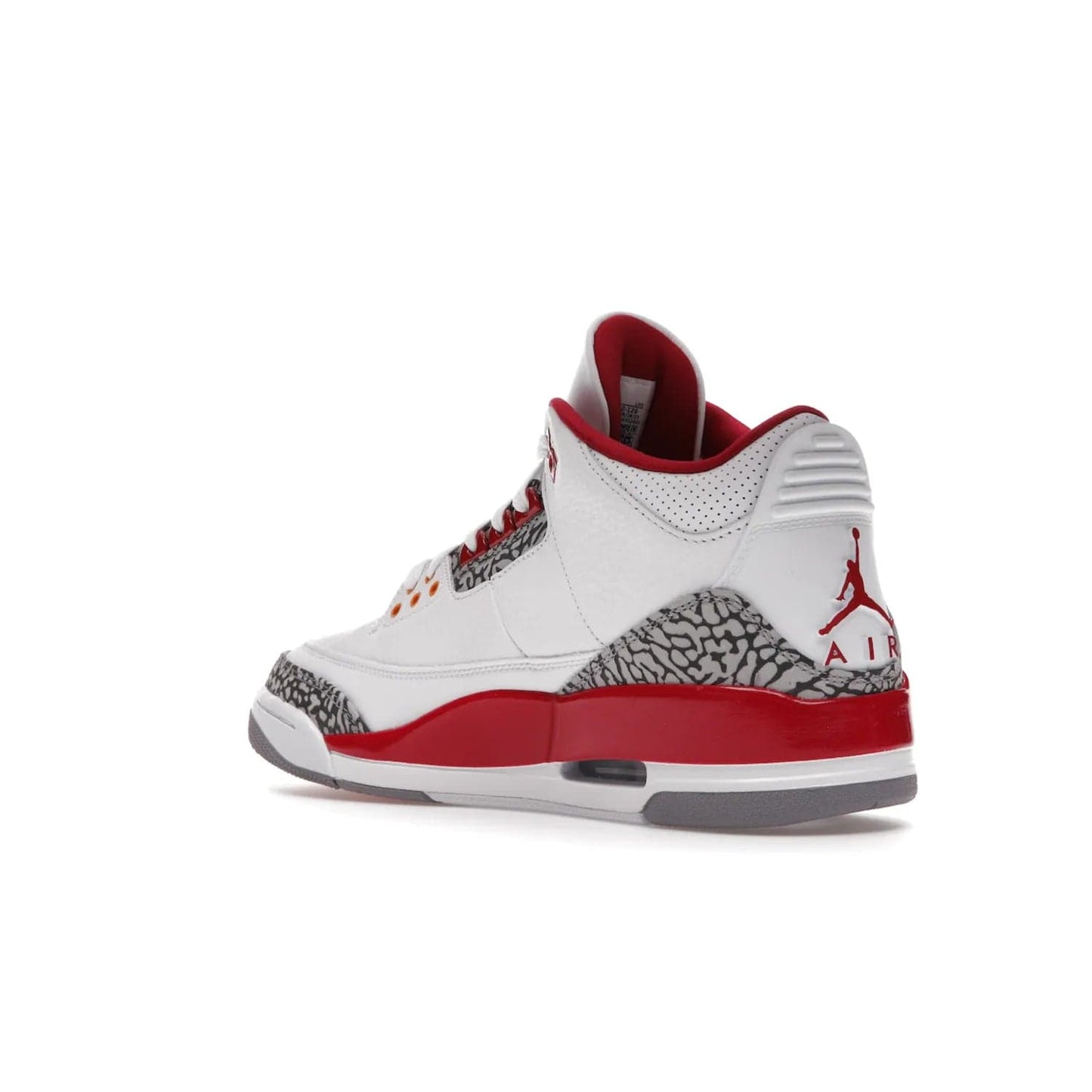 Jordan 3 Retro Cardinal Red - Image 24 - Only at www.BallersClubKickz.com - Air Jordan 3 Retro Cardinal Red combines classic style and modern appeal - white tumbled leather, signature Elephant Print overlays, cardinal red midsoles, Jumpman logo embroidery. Available Feb 2022.