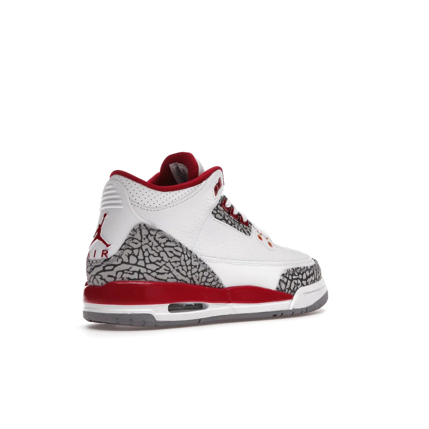Jordan 3 Retro Cardinal (GS) - Image 33 - Only at www.BallersClubKickz.com - Shop the kid-sized Air Jordan 3 Retro Cardinal GS, released Feb 2022. White tumbled leather upper, light curry accenting, cement grey and classic red details throughout. Visible Air cushioning, midsole, and an eye-catching outsole. Show off your style with this fashionable streetwear silhouette.