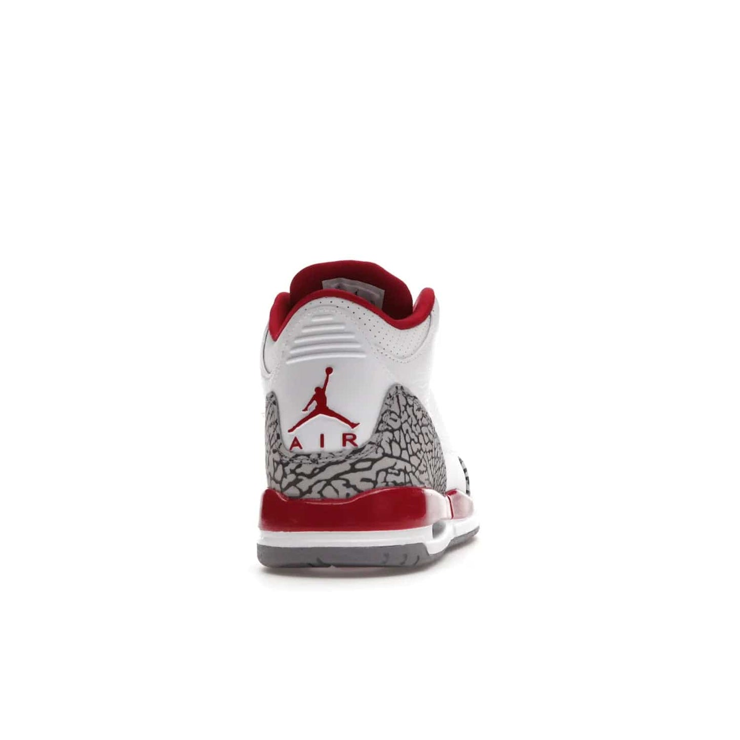 Jordan 3 Retro Cardinal (GS) - Image 29 - Only at www.BallersClubKickz.com - Shop the kid-sized Air Jordan 3 Retro Cardinal GS, released Feb 2022. White tumbled leather upper, light curry accenting, cement grey and classic red details throughout. Visible Air cushioning, midsole, and an eye-catching outsole. Show off your style with this fashionable streetwear silhouette.