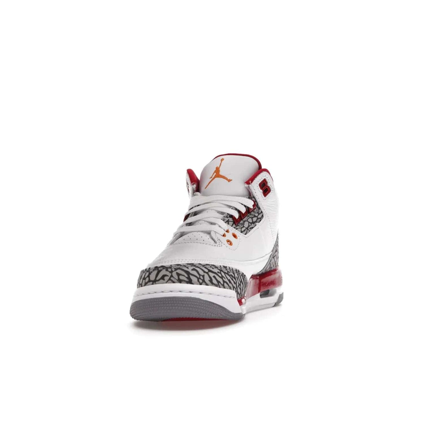Jordan 3 Retro Cardinal (GS) - Image 12 - Only at www.BallersClubKickz.com - Shop the kid-sized Air Jordan 3 Retro Cardinal GS, released Feb 2022. White tumbled leather upper, light curry accenting, cement grey and classic red details throughout. Visible Air cushioning, midsole, and an eye-catching outsole. Show off your style with this fashionable streetwear silhouette.