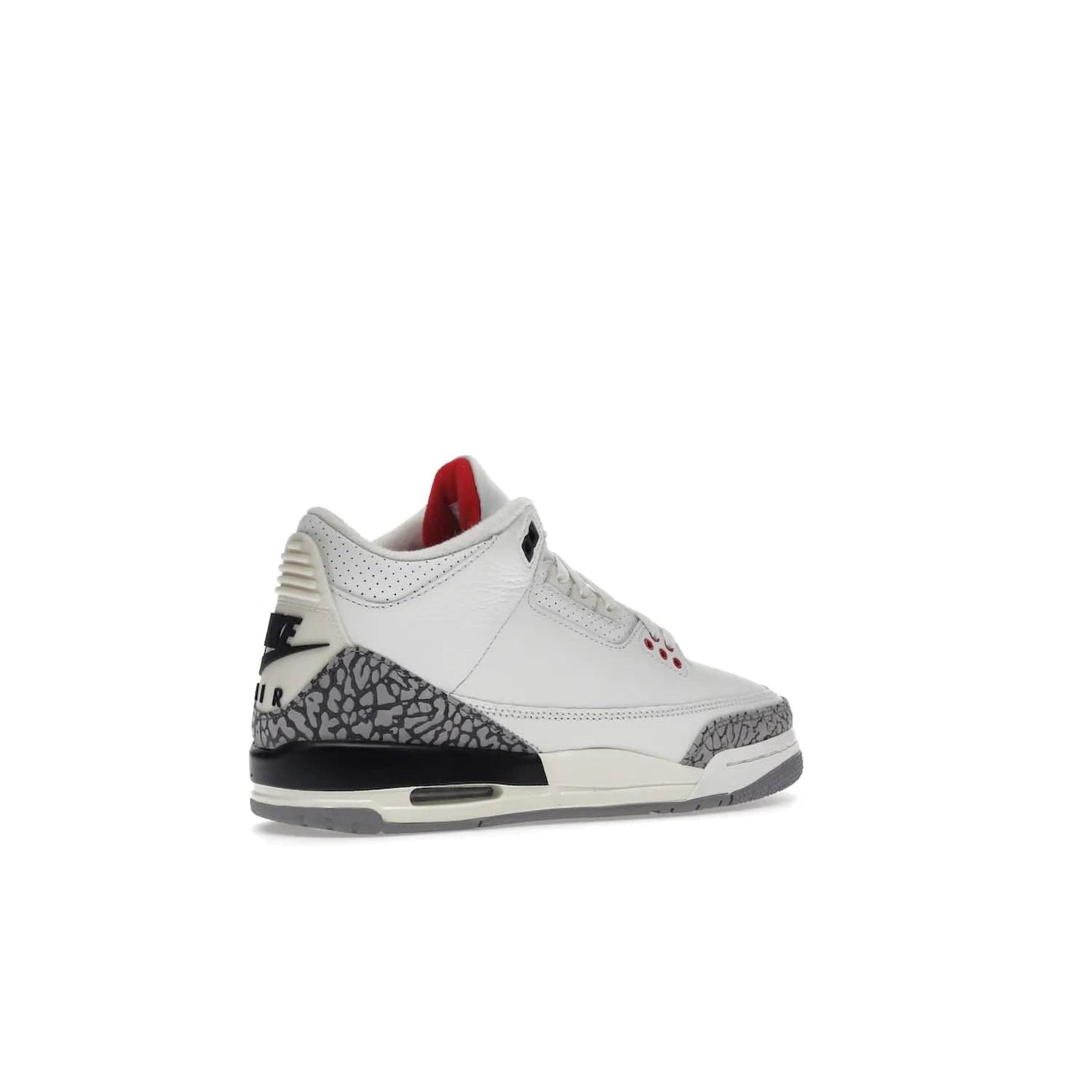 Jordan 3 Retro White Cement Reimagined (GS) - Image 34 - Only at www.BallersClubKickz.com - Grab the perfect blend of modern design and classic style with the Jordan 3 Retro White Cement Reimagined (GS). Features Summit White, Fire Red, Black, and Cement Grey colorway, iconic Jordan logo embroidered on the tongue, and “Nike Air” branding. Limited availability, get your pair before March 11th 2023.