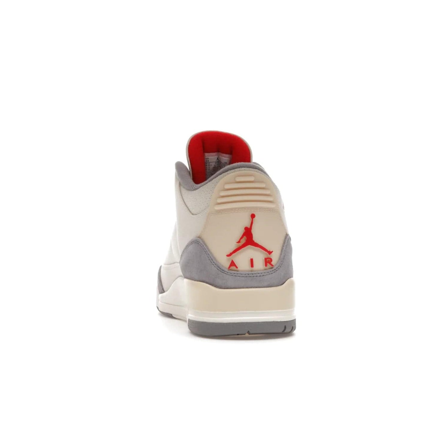 Jordan 3 Retro Muslin - Image 27 - Only at www.BallersClubKickz.com - Eye-catching Air Jordan 3 Retro Muslin in a neutral palette of grey, cream, and red. Featuring canvas upper, suede overlays and white/grey Air Max sole. Available in March 2022.