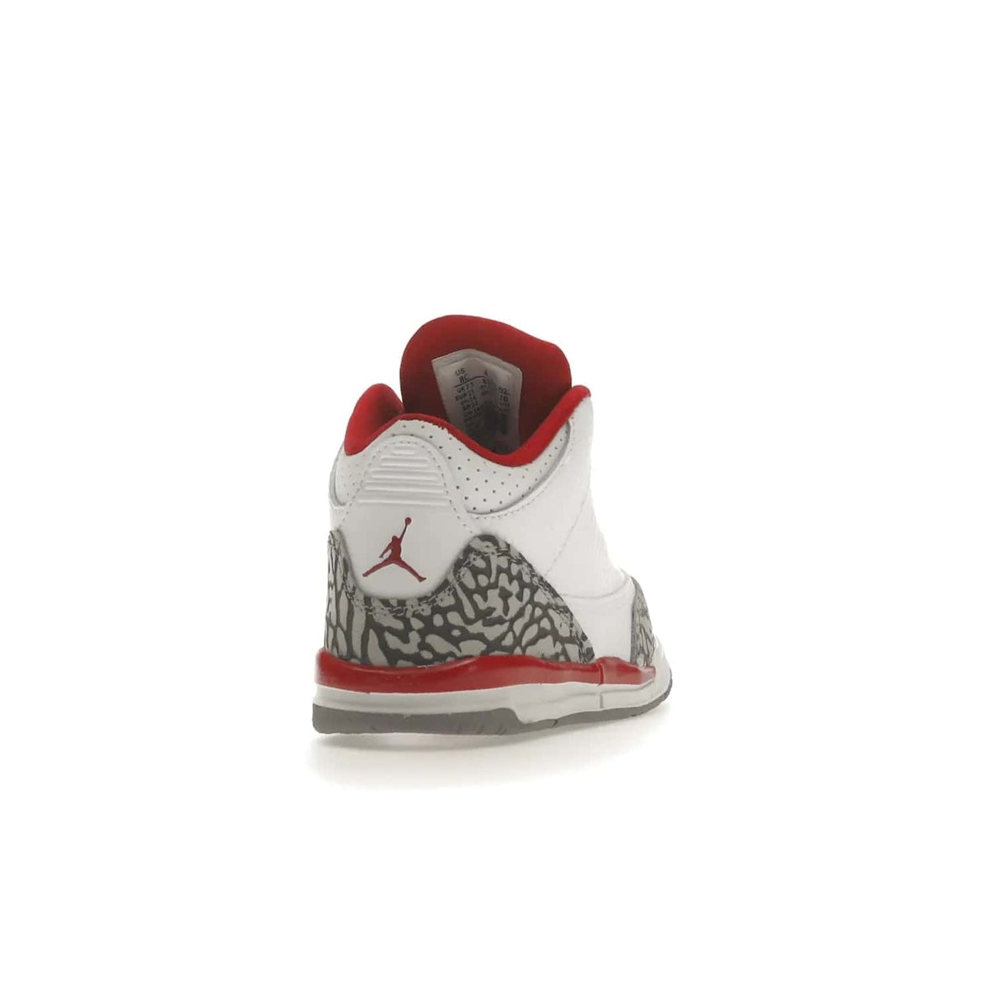 Jordan 3 Retro Cardinal (TD) - Image 30 - Only at www.BallersClubKickz.com - Stylish Air Jordan 3 Retro Cardinal (Toddler) features pebbled leather & smooth leather combo, white, light curry, red & grey print, iconic AJ logo & midsole, & black & yellow patches. Perfect for stylish toddlers.