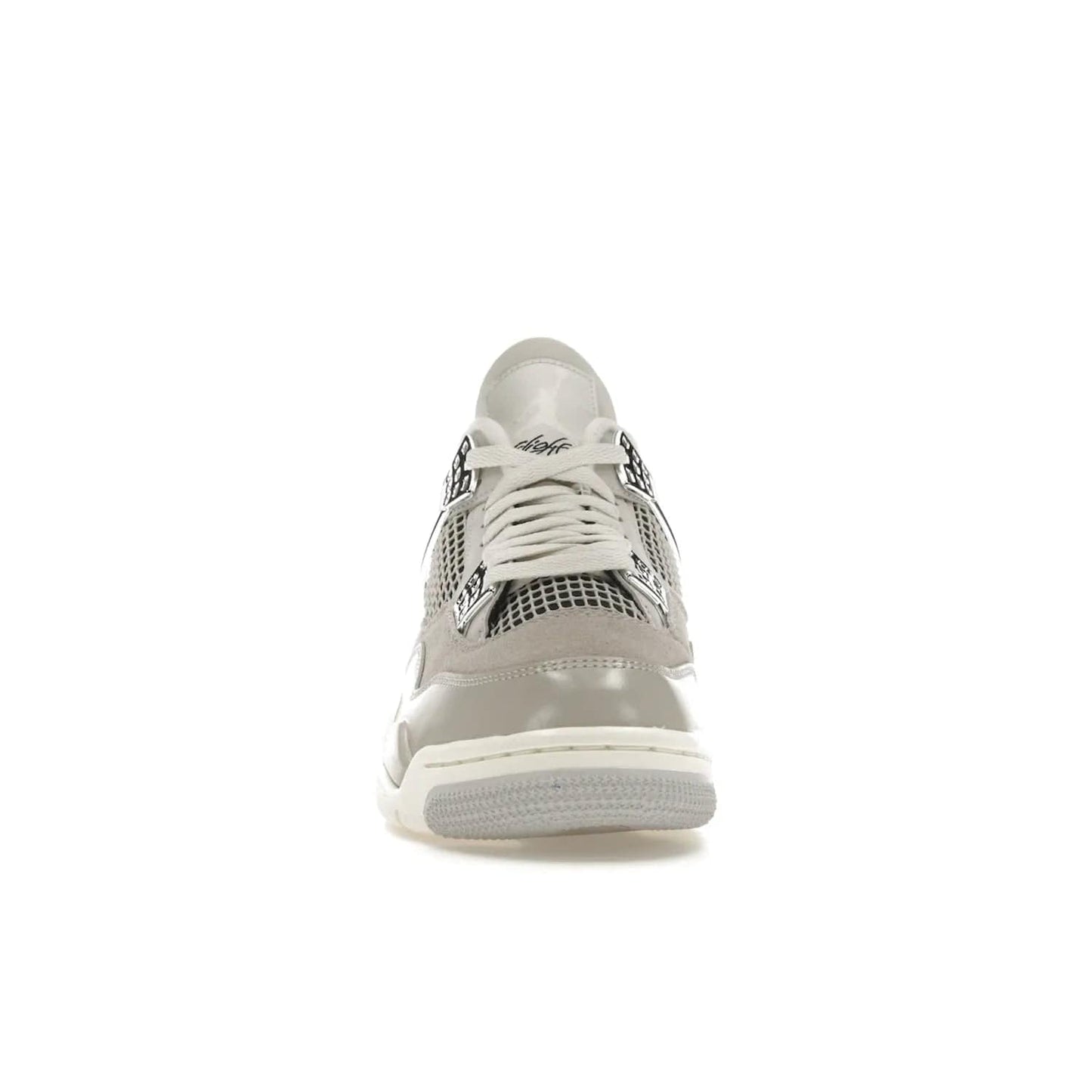 Jordan 4 Retro Frozen Moments (Women's) - Image 10 - Only at www.BallersClubKickz.com - The Jordan 4 Retro Frozen Moments is a stylish blend of classic design elements and modern tones. Featuring suede and leather overlays in a light iron-ore, sail, neutral grey, black, and metallic silver colorway. Get this iconic high-performance sneaker for $210.
