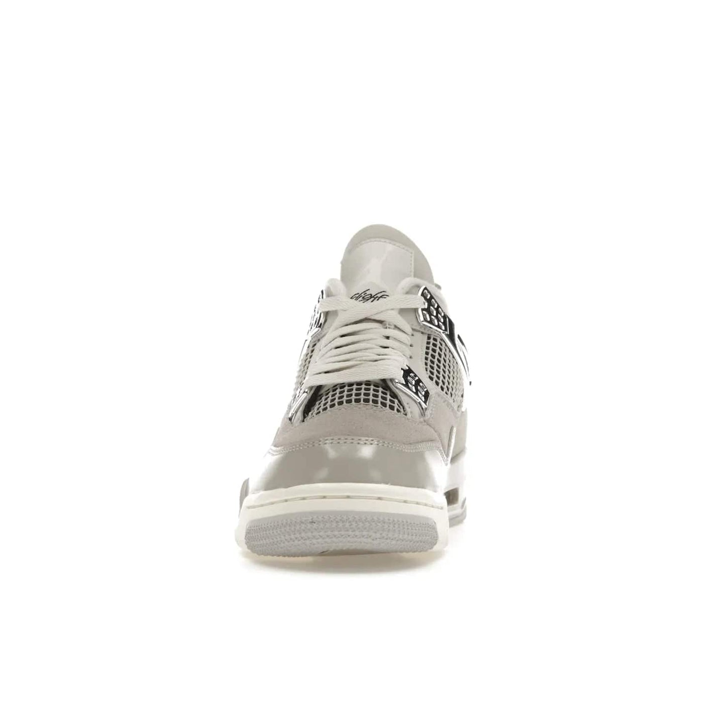 Jordan 4 Retro Frozen Moments (Women's) - Image 11 - Only at www.BallersClubKickz.com - The Jordan 4 Retro Frozen Moments is a stylish blend of classic design elements and modern tones. Featuring suede and leather overlays in a light iron-ore, sail, neutral grey, black, and metallic silver colorway. Get this iconic high-performance sneaker for $210.