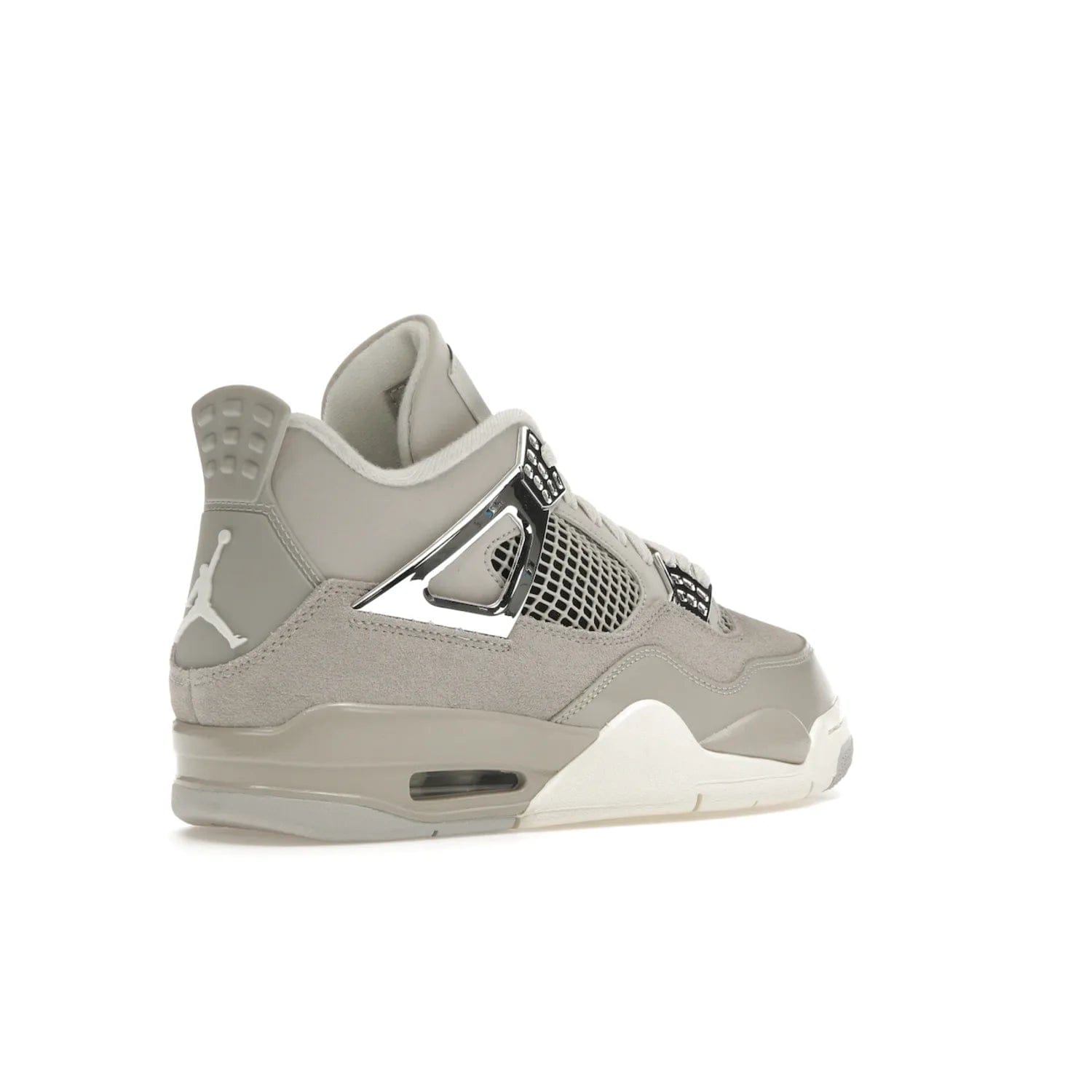 Jordan 4 Retro Frozen Moments (Women's) - Image 33 - Only at www.BallersClubKickz.com - The Jordan 4 Retro Frozen Moments is a stylish blend of classic design elements and modern tones. Featuring suede and leather overlays in a light iron-ore, sail, neutral grey, black, and metallic silver colorway. Get this iconic high-performance sneaker for $210.