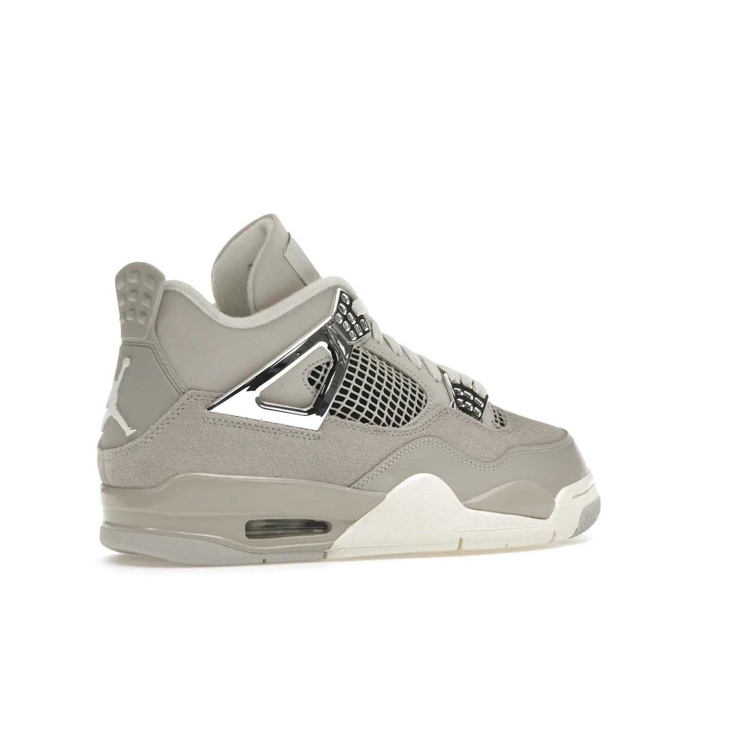 Jordan 4 Retro Frozen Moments (Women's) - Image 34 - Only at www.BallersClubKickz.com - The Jordan 4 Retro Frozen Moments is a stylish blend of classic design elements and modern tones. Featuring suede and leather overlays in a light iron-ore, sail, neutral grey, black, and metallic silver colorway. Get this iconic high-performance sneaker for $210.