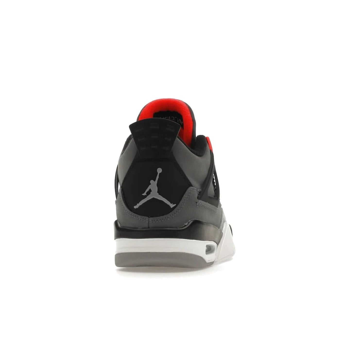 Jordan 4 Retro Infrared (GS) - Image 29 - Only at www.BallersClubKickz.com - Shop the Air Jordan 4 Retro Infrared (GS) for a classic silhouette with subtle yet bold features. Dark grey nubuck upper with lighter forefoot overlay, black accents, Infrared molded eyelets & woven tongue tag. Available June 2022.