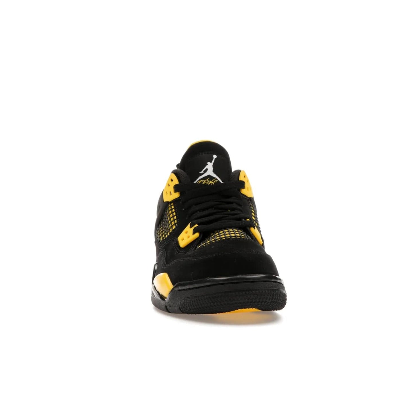 Jordan 4 Retro Thunder (2023) (GS) - Image 9 - Only at www.BallersClubKickz.com - Introducing the iconic Jordan 4 Retro Thunder from the 2023 collection! Sleek black and Tour Yellow detailing. Signature Jordan tongue tab. Mesmerizing design for sneaker collectors. Get yours now!