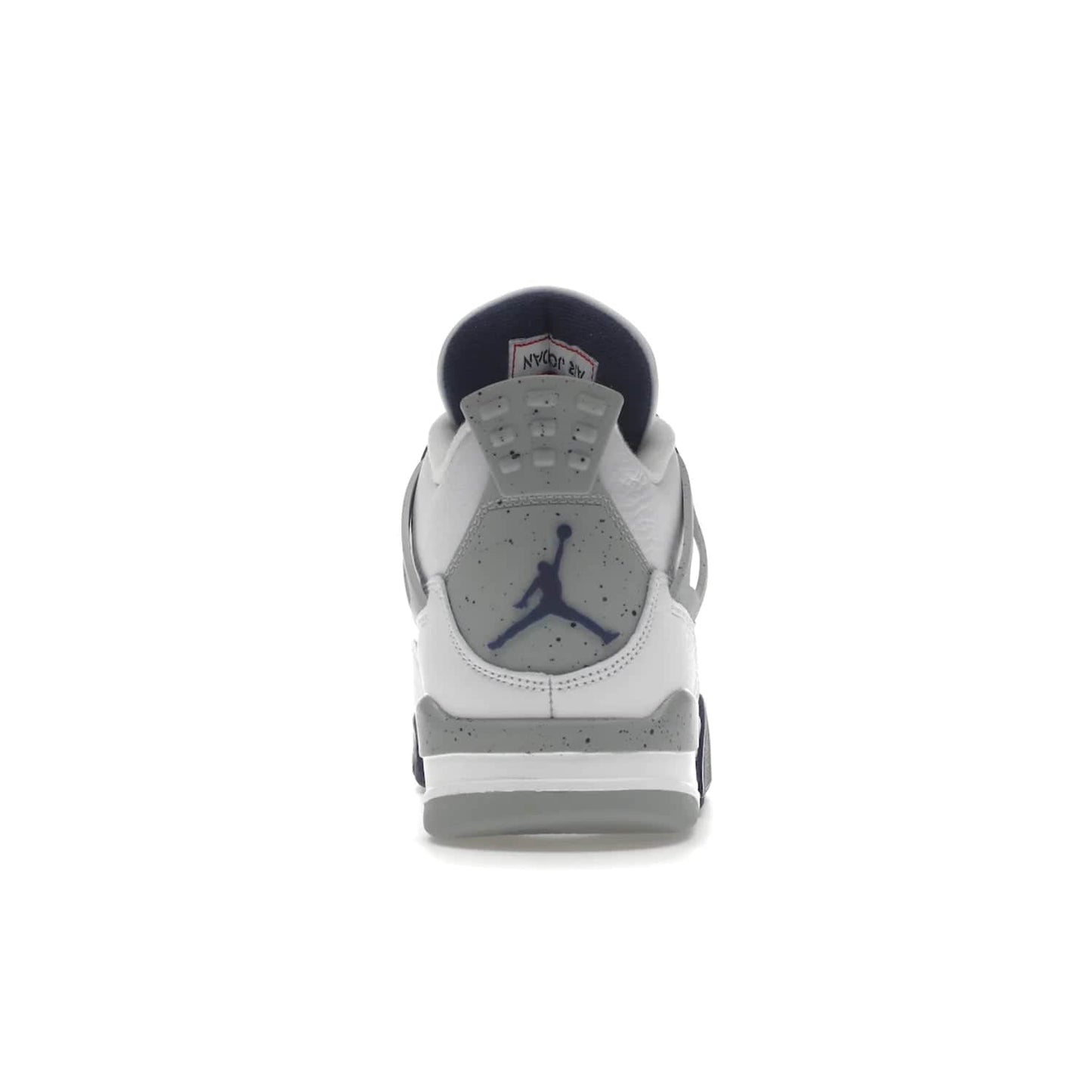 Jordan 4 Retro Midnight Navy - Image 28 - Only at www.BallersClubKickz.com - Shop the Air Jordan Retro 4 White Midnight Navy. Stand out with a classic white leather upper, black support wings, midnight navy eyelets, and Crimson Jumpman tongue tag. Unbeatable comfort with two-tone polyurethane midsole with encapsulated Air technology. Get yours before October 29th, 2022.